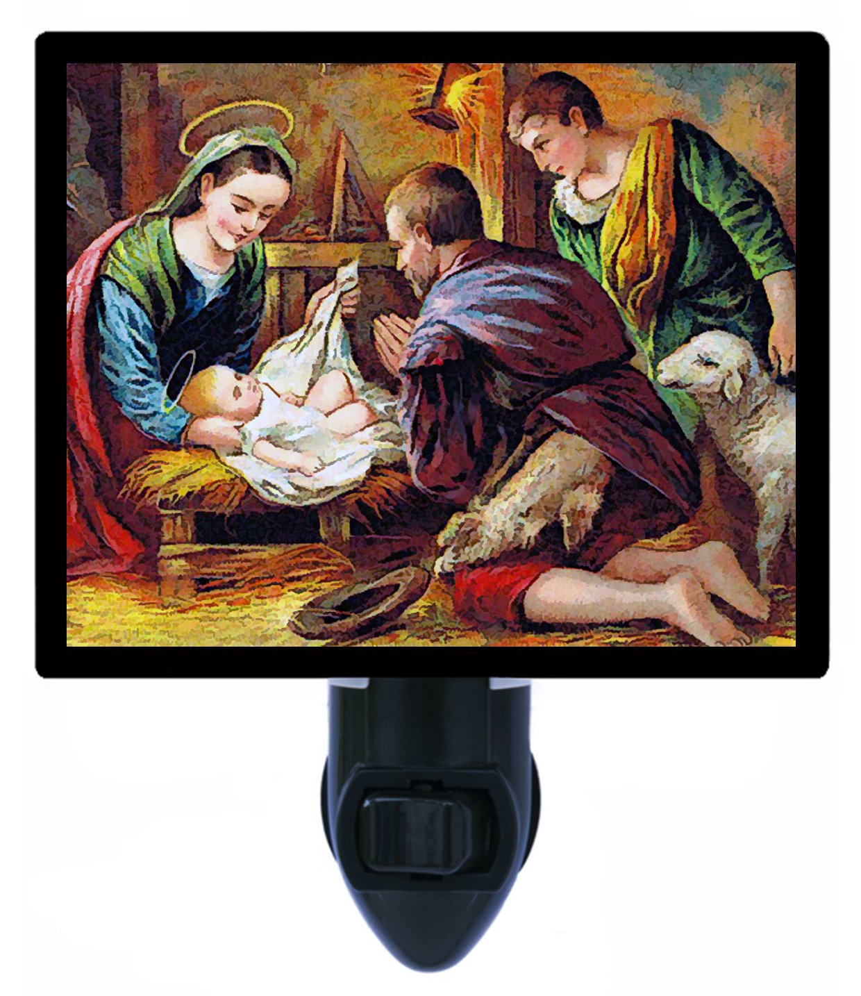 Jesus in Manger Christmas Nativity LED Night Light - Warm White Plug-in Nursery Light for Baby Room, Bedside, Holiday Decor & Spiritual Gifts
