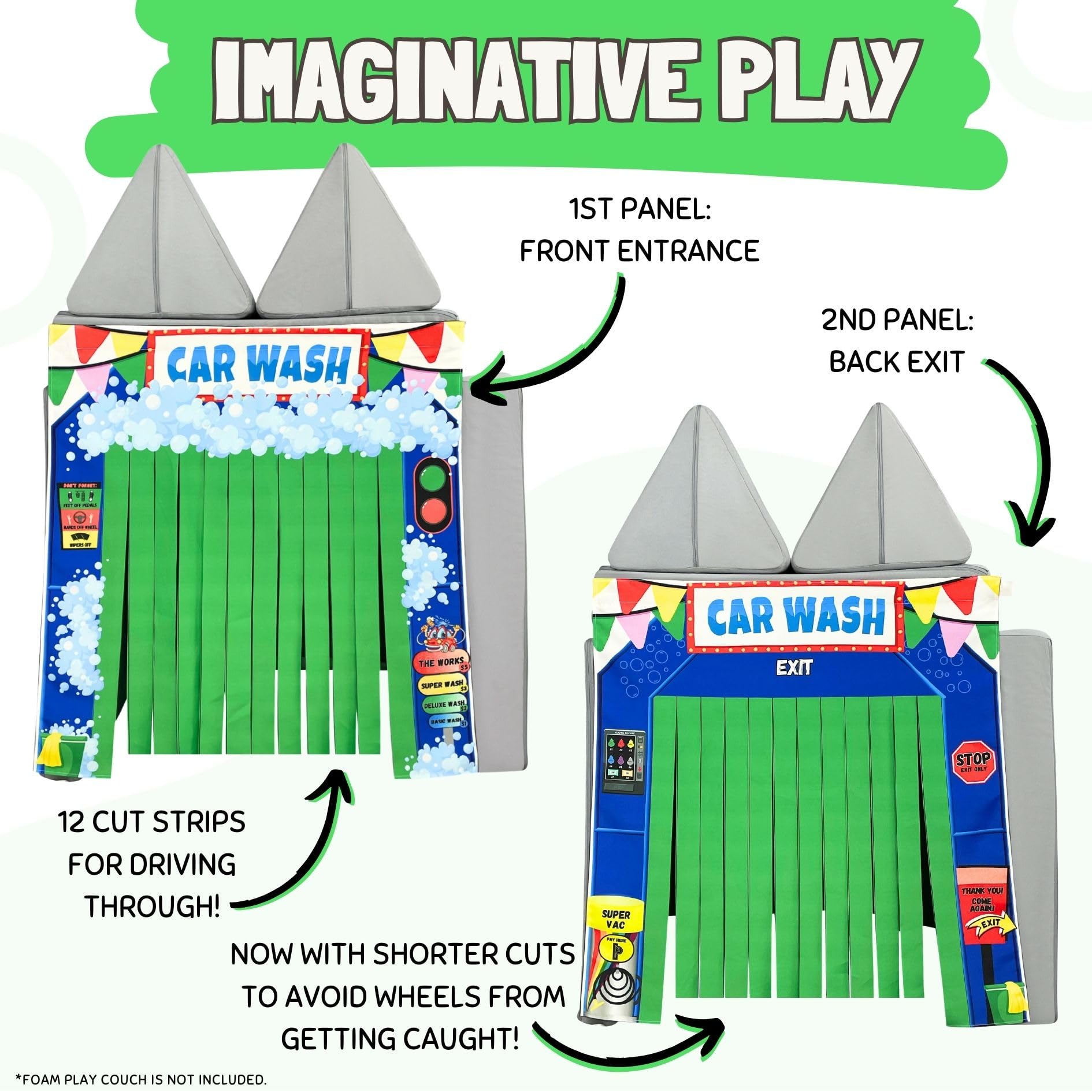 **Kids Foam Sofa Play Panel - Car Wash Theme | Fun & Safe Toddler Playtime Accessory for Indoor & Outdoor Use**