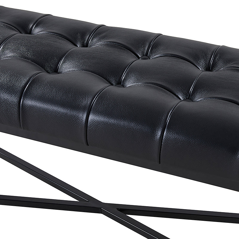 Arnold Versatile Elegance: Genuine Leather Bench with Button Tufted Design - Perfect for Living Room, Bedroom & Entryway Decor