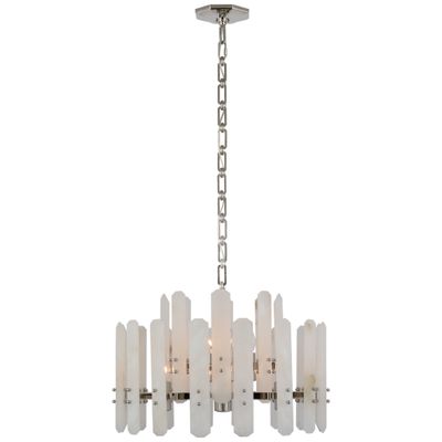 Aerin Bonnington Small Chandelier With Alabaster - Elegant Crystal Ceiling Light Fixture for Dining Room, Bedroom & Living Room Decor