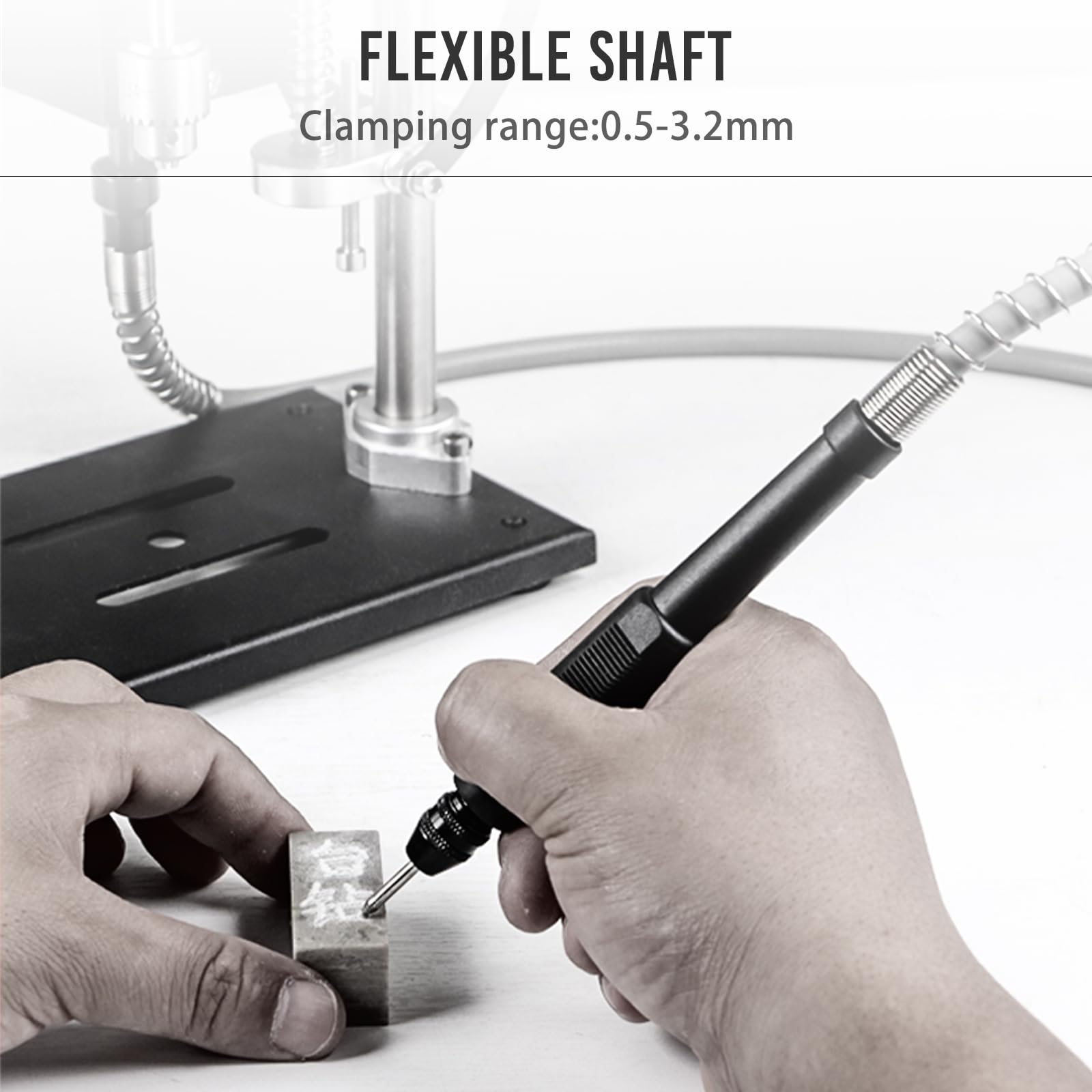 Mini Drill Press & Benchtop Drill Press - Portable Electric Drilling Machine with Rotating Flexible Shaft, Drill Bits, Clamp & B10 Chuck | Perfect for DIY Woodworking, Metal & Plastic Projects | Home Workshop & Crafting Tool