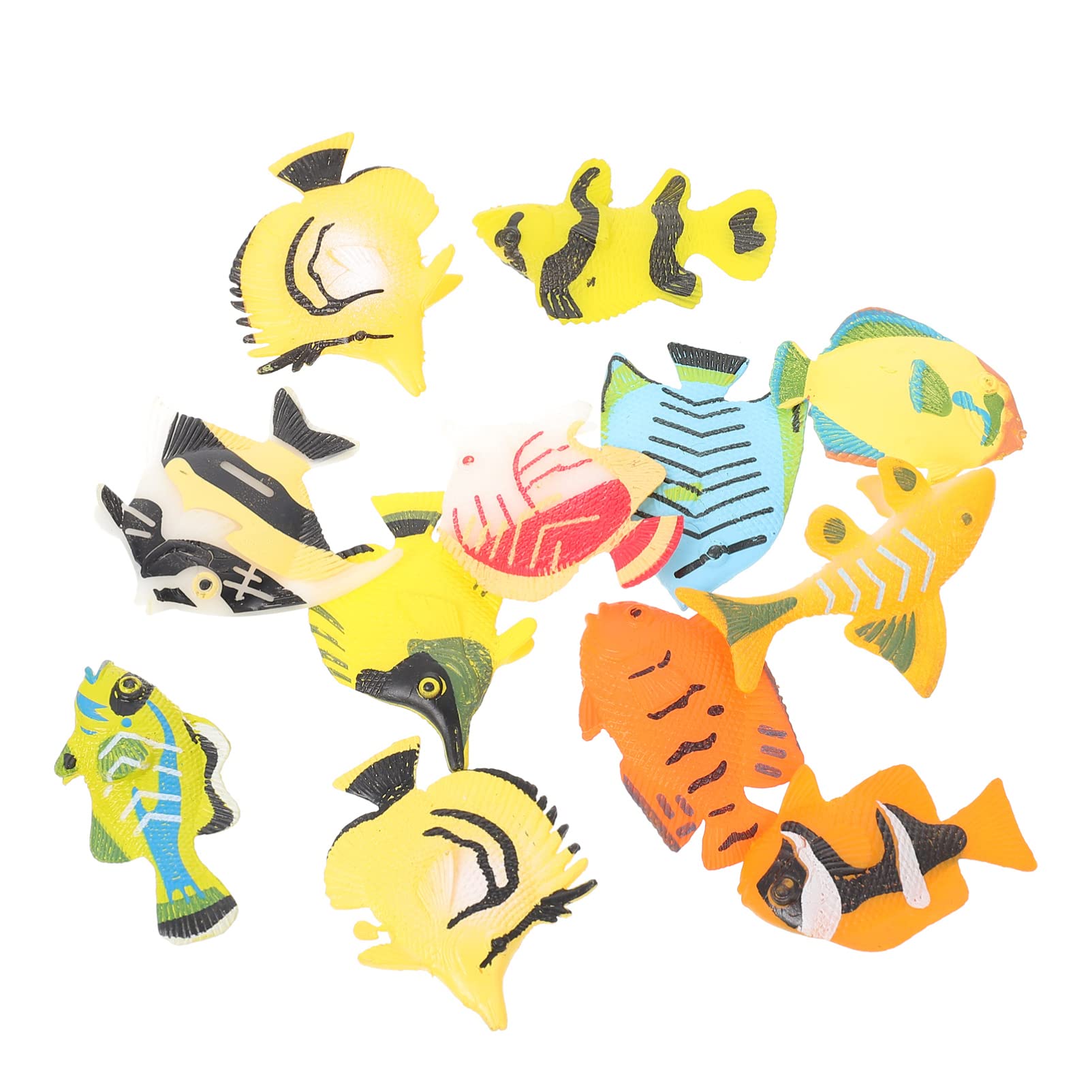 12-Piece Artificial Moving Fish Set - Realistic Plastic Floating Fish Decorations for Aquarium & Fish Tank - Glow in The Dark Mini Toys for Kids & Home Decor - Perfect for Parties, Ponds & Themed Events