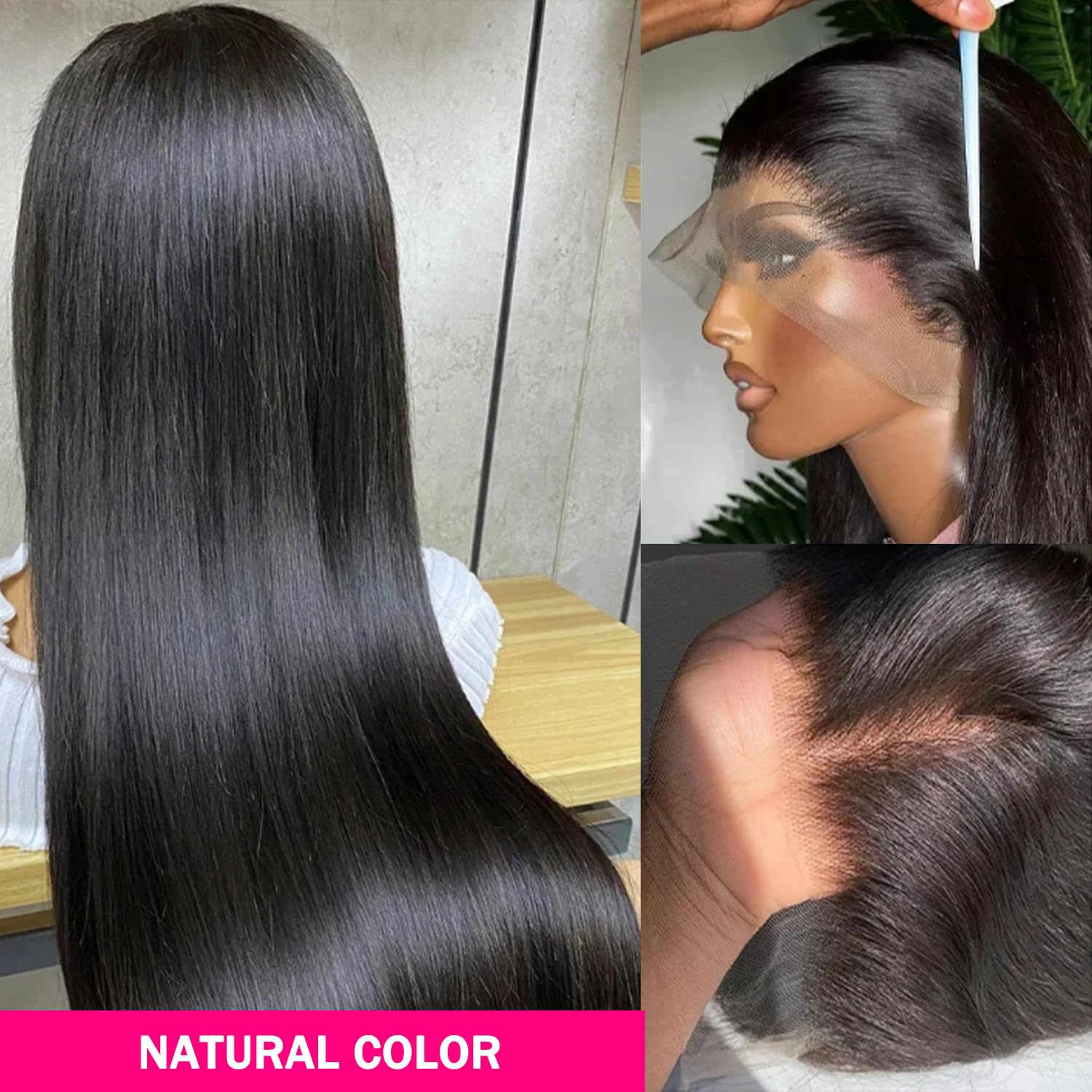 30 Inch Straight Lace Front Wigs Human Hair 200% Density 13x4 HD Transparent Lace Wig for Black Women | Glueless Pre-Plucked Frontal Wig with Baby Hair | Natural Black Color | Perfect for Daily Wear, Parties & Special Occasions