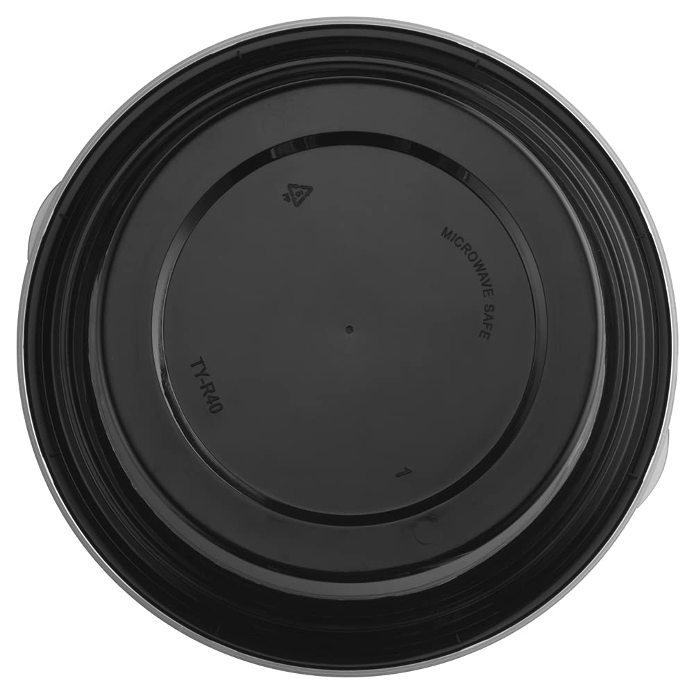 TIYA 40 oz Takeout Food Containers with Lids - 150 Pack Bulk Plastic Storage Bowls - Reusable, Microwavable & Dishwasher Safe - BPA-Free Leak-Proof Round Containers for Meal Prep, Restaurant Leftovers, Picnics & Party Catering