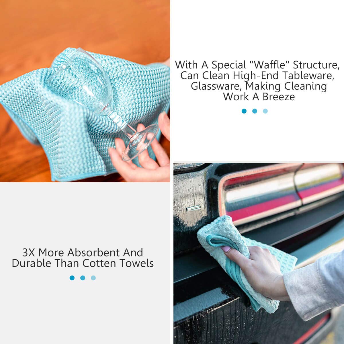 Premium Waffle Weave Microfiber Towels - 12x12