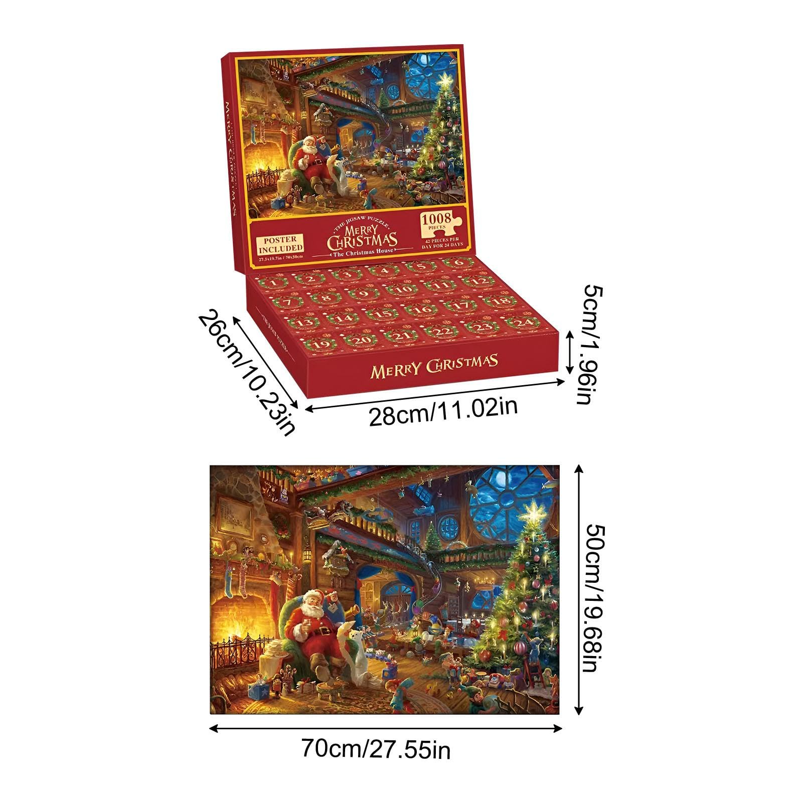 Christmas Countdown Puzzle Advent Calendar - 1008 Piece Holiday Puzzle for Family Game Night, Festive Countdown Activity for Kids & Adults - Perfect for Holiday Decor & Christmas Party Entertainment
