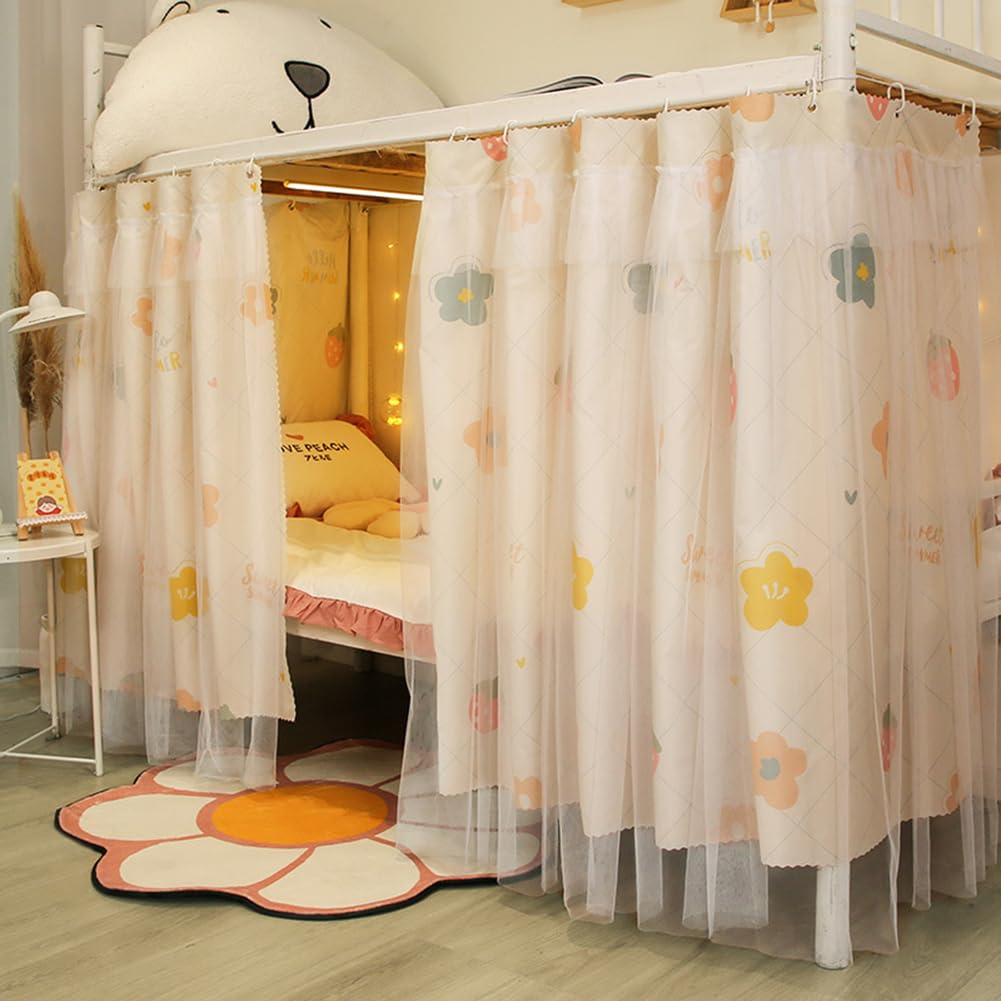 HAOZAIKEJI Blackout Bed Curtains for Bottom Bunk - Single Bed Tent Canopy with Dustproof Design, Dorm Room Privacy Drapes for College Students | Perfect for Loft Beds, Dormitories & Small Spaces