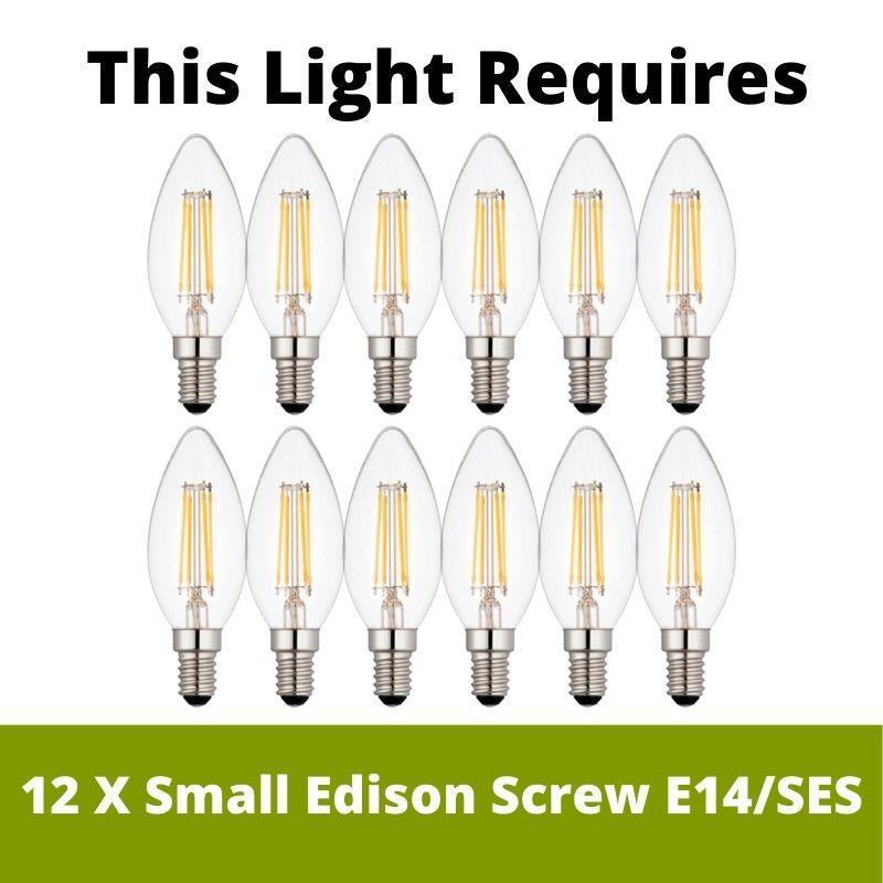 Eglo Basilano 12-Light Chrome & Cognac Glass Chandelier - Modern Crystal Ceiling Light Fixture for Dining Room, Living Room, Bedroom & Foyer Lighting