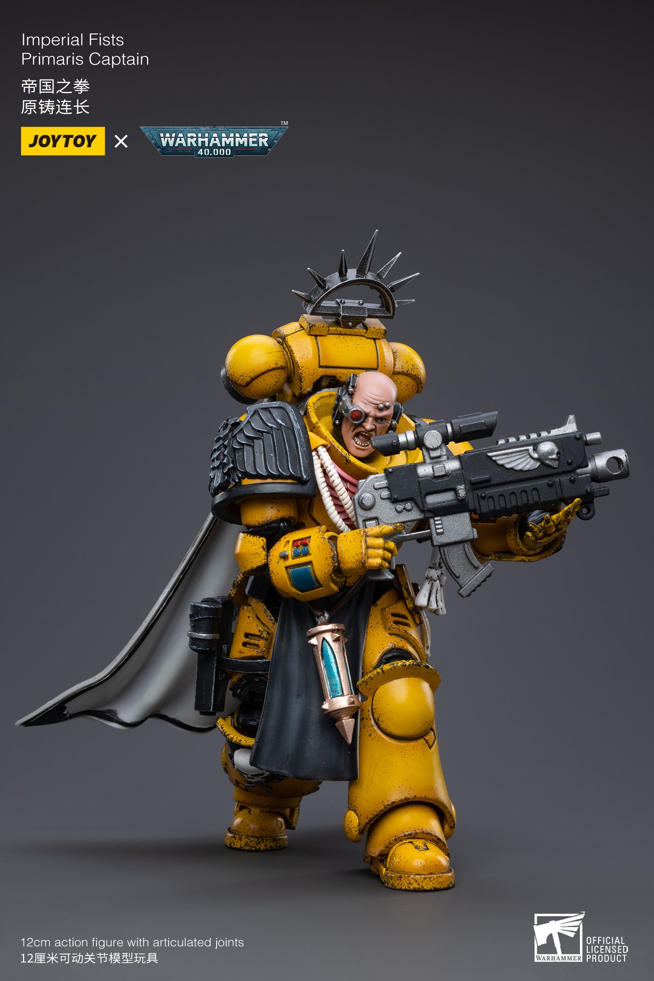 JOYTOY 1/18 Scale Warhammer 40K Imperial Fists Primaris Captain Alros Lysigal Action Figure - Collectible Model for Tabletop Gaming & Display