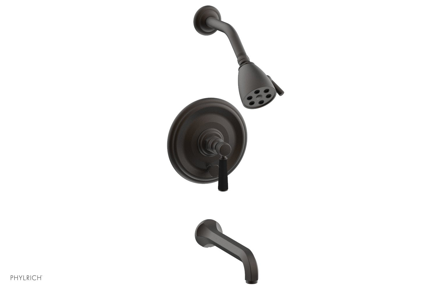 HEX TRADITIONAL Pressure Balance Tub and Shower Faucet Set - Satin Black Finish with Lever Handle (Model 500-27) | Perfect for Bathroom Renovation & Modern Home Decor