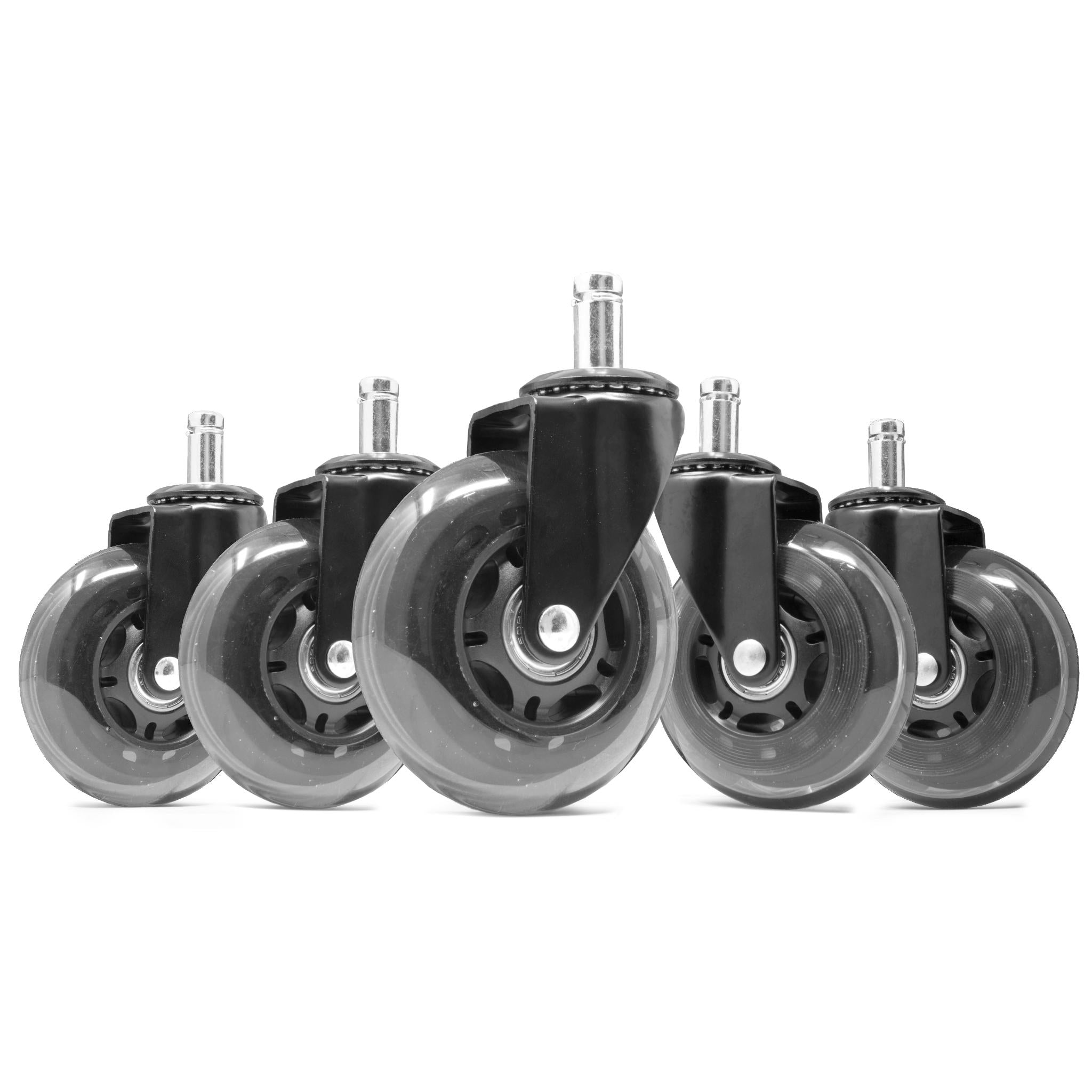 WEN CA305W 3 Inch Heavy Duty Polyurethane Replacement Caster Wheels for Office Chairs - 5 Pack - Smooth Rolling & Floor Protection for Hardwood, Tile & Carpet