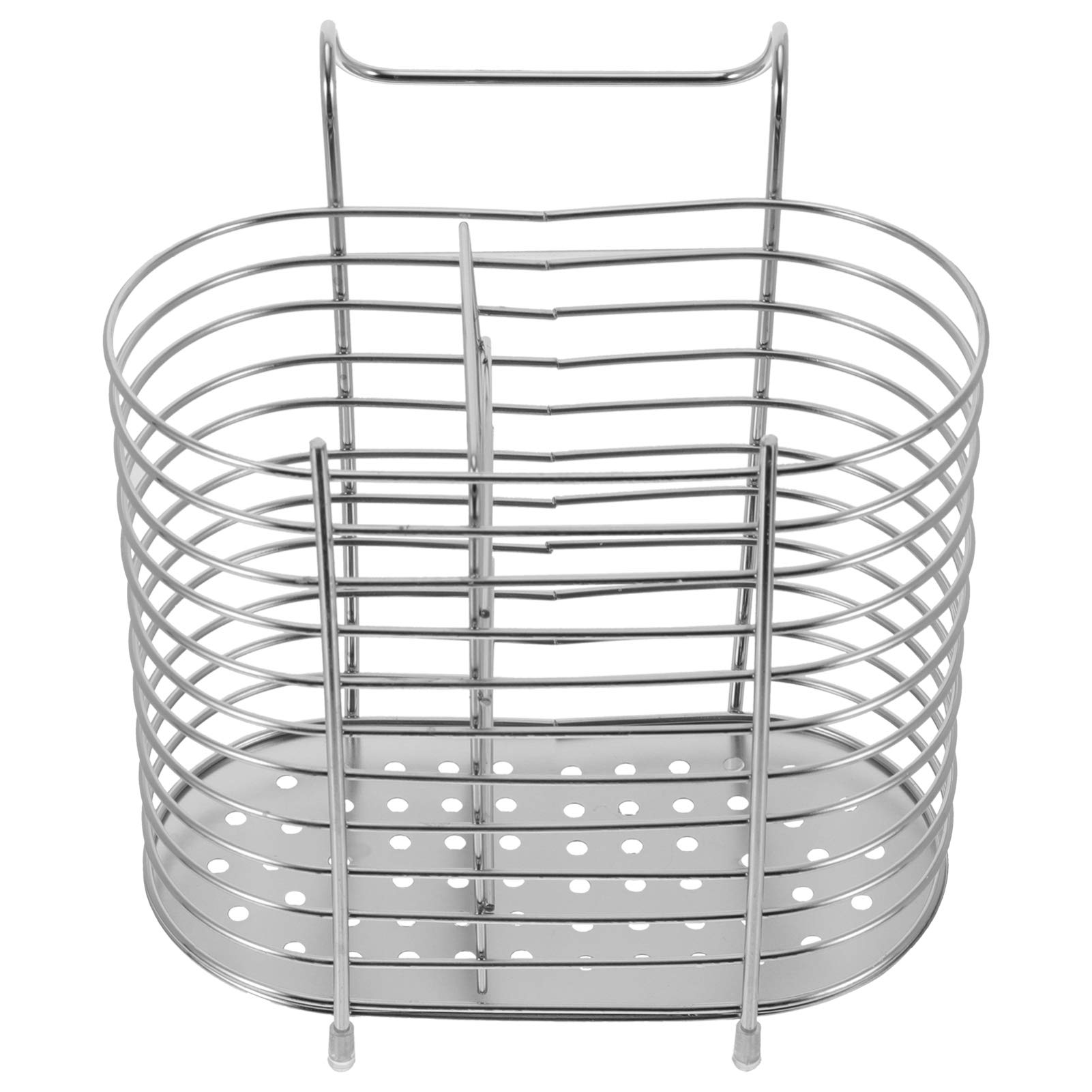 Stainless Steel Dish Drying Rack with Hooks - Chopsticks Holder & Cutlery Organizer - Space-Saving Kitchen Utensil Storage for Spoons, Forks & Flatware - Perfect for Small Kitchens & Dish Drying (Steel Color)
