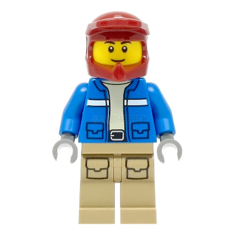 LEGO Minifigure Male Wildlife Rescue Explorer with Blue Jacket & Helmet - Adventure Toy for Kids, Collectors & LEGO City Scenes | Perfect for Playtime, Displays & DIY Storytelling