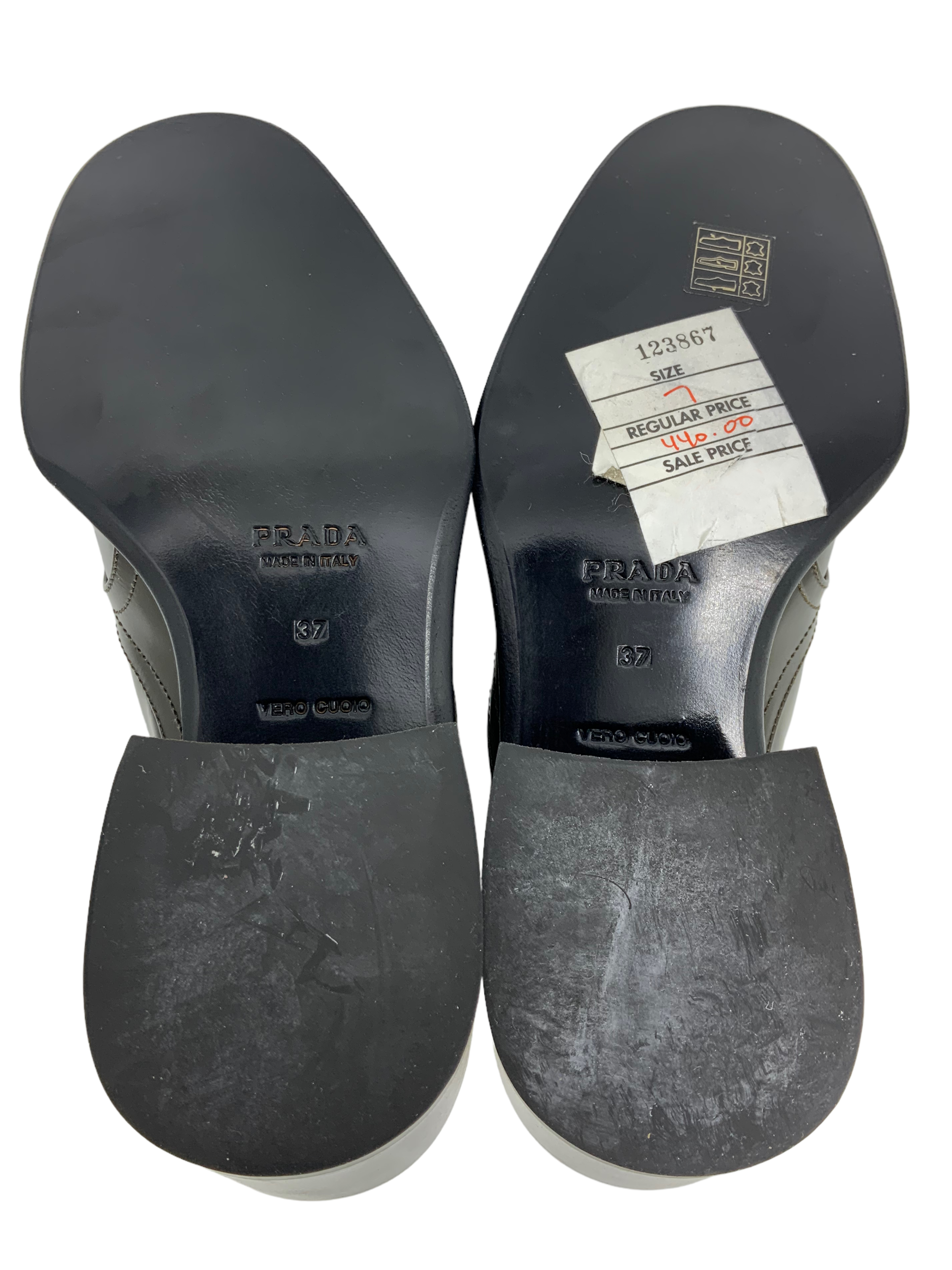 PRADA Leather Lace-Up Loafers Women's Size 7 - Classic Comfortable Dress Shoes for Office, Party & Formal Occasions