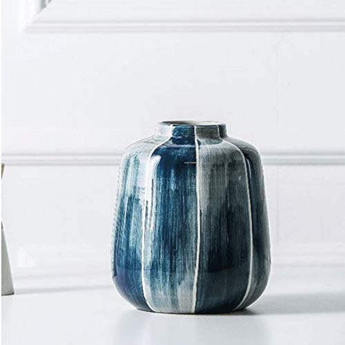 Nordic Modern Blue Ceramic Flower Vase - Minimalist Home Decor for Living Room, Dining Table, Office Desk | Hydroponic Planter, Centerpiece, Wedding & Housewarming Gift