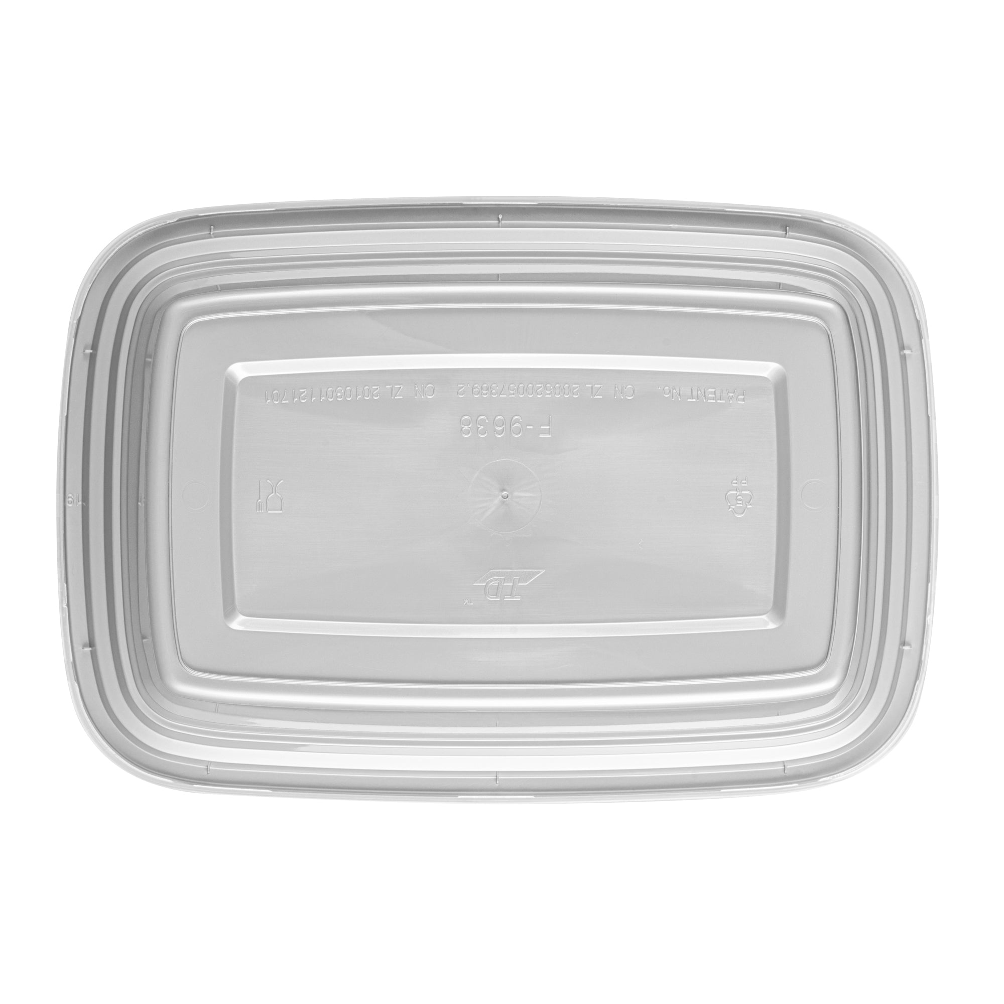 38 oz Rectangle Silver Plastic Food Storage Containers with Clear Lids - Microwave Safe To-Go Boxes (8.75