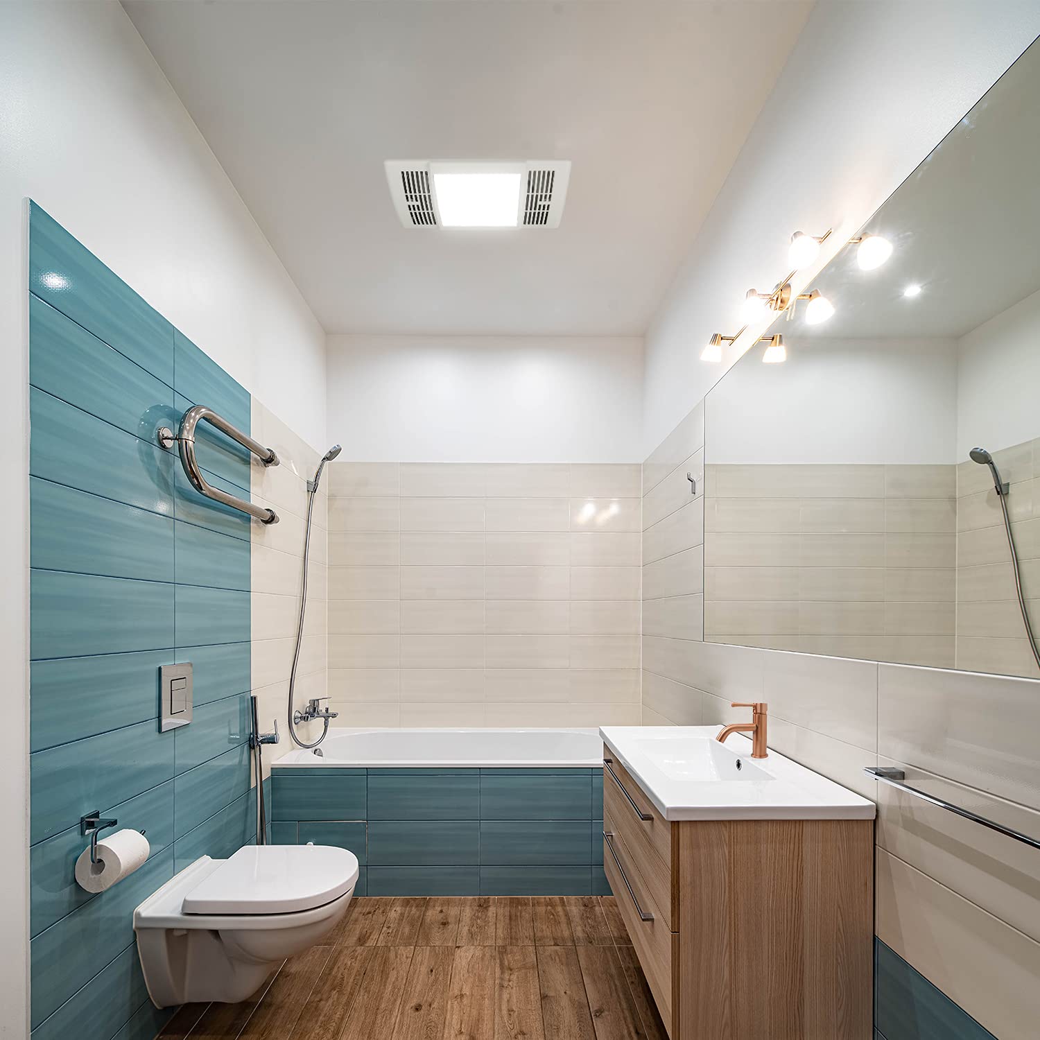 Akicon Ultra Quiet 90 CFM Bathroom Exhaust Fan with LED Light - 1.5 Sones Ventilation Fan for Bathroom, Home & Office - Powerful Air Circulation for Moisture & Odor Control - Perfect for Showers, Laundry Rooms & Small Spaces - 3 Year Warranty