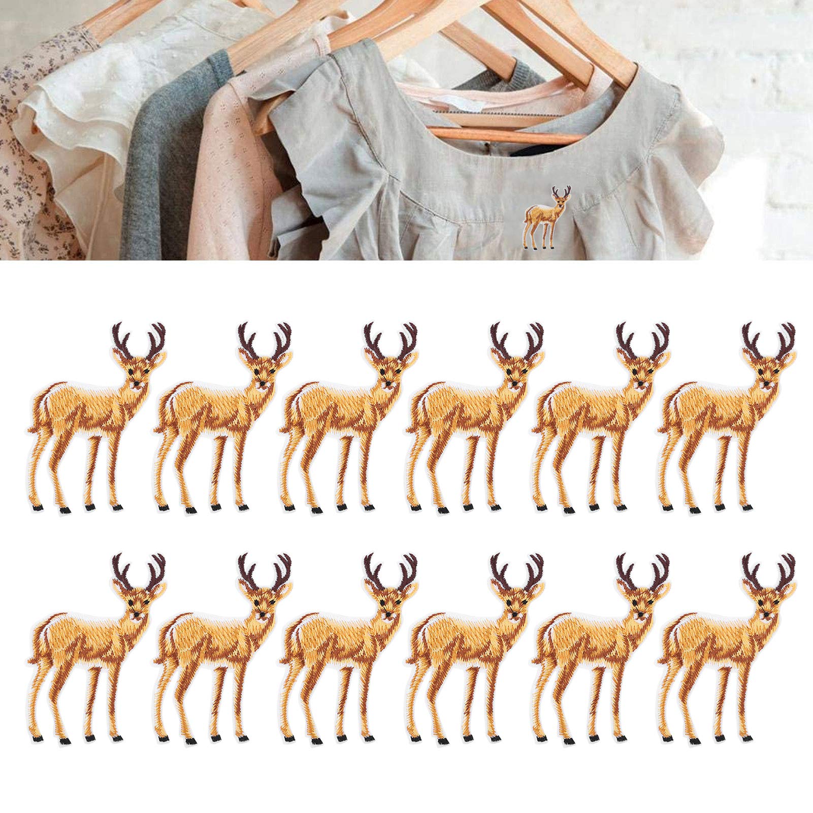 01 Embroidered Iron-On Patches - Deer Design for Clothing, Bags & DIY Crafts | Perfect for Customizing Jackets, Backpacks & Denim