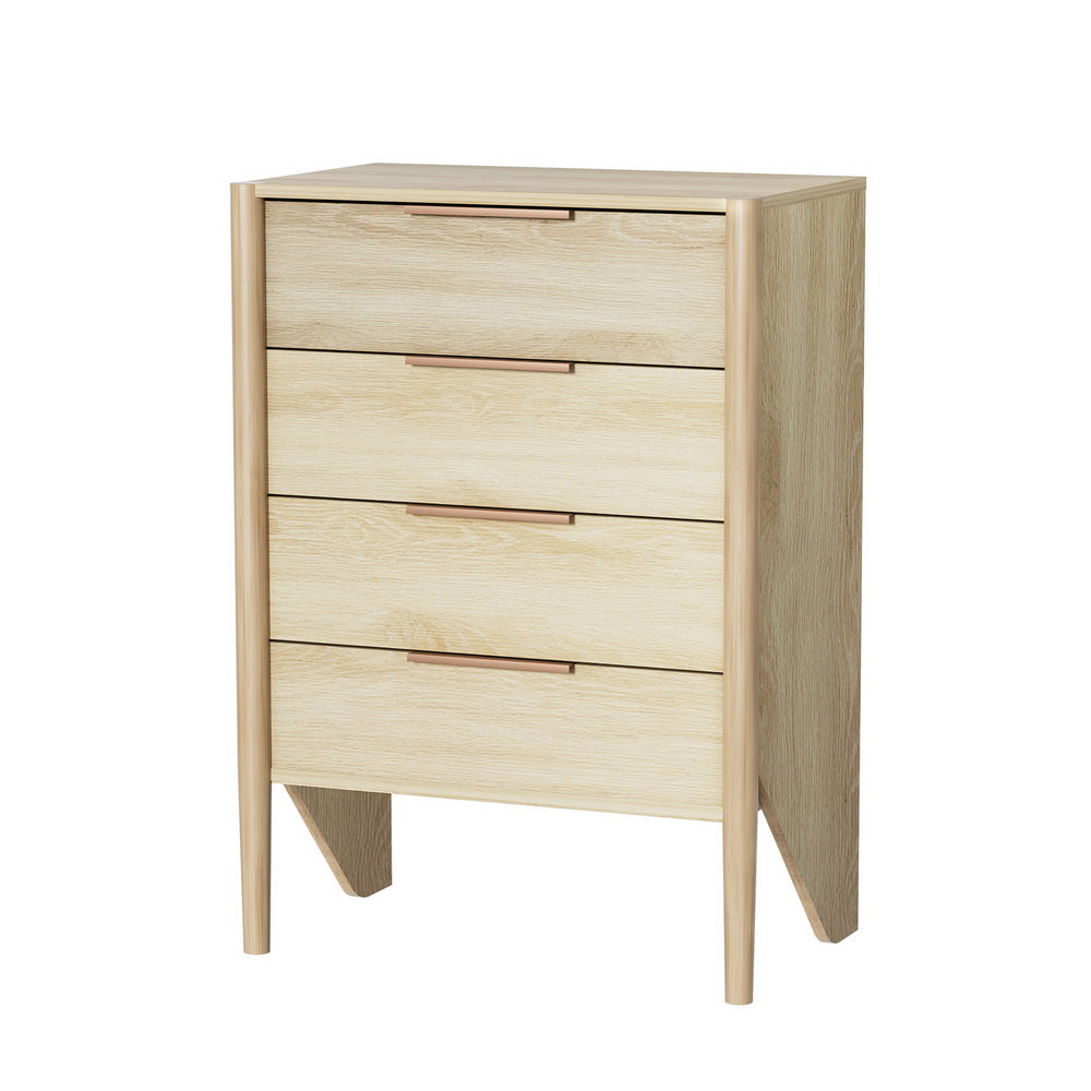 4-Drawer Chest of Drawers - INEZ Oak Wood Dresser for Bedroom Storage & Organization | Perfect for Clothes, Linens, and Accessories