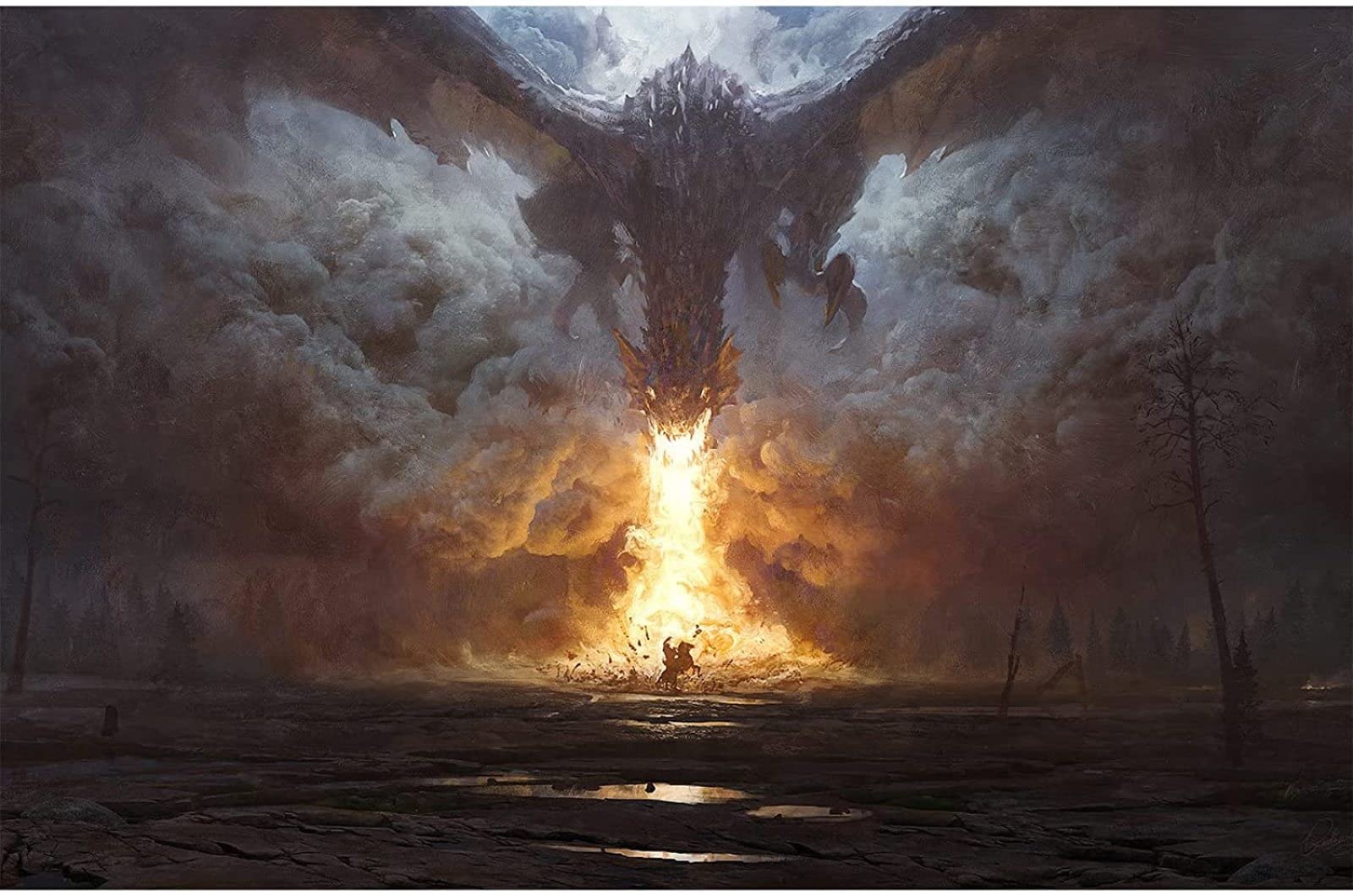 1000 Piece Jigsaw Puzzle - Dark Cloud Spitfire Dragon Puzzle for Adults & Kids | Premium Paper Puzzle Toy & DIY Kit (38x26cm) | Perfect for Family Game Night, Home Decor, and Stress Relief Activities