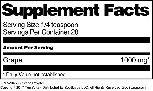Terravita Organic Grape Powder - 1 oz (ZIN: 520458) | Antioxidant Superfood for Smoothies, Baking & Wellness Drinks