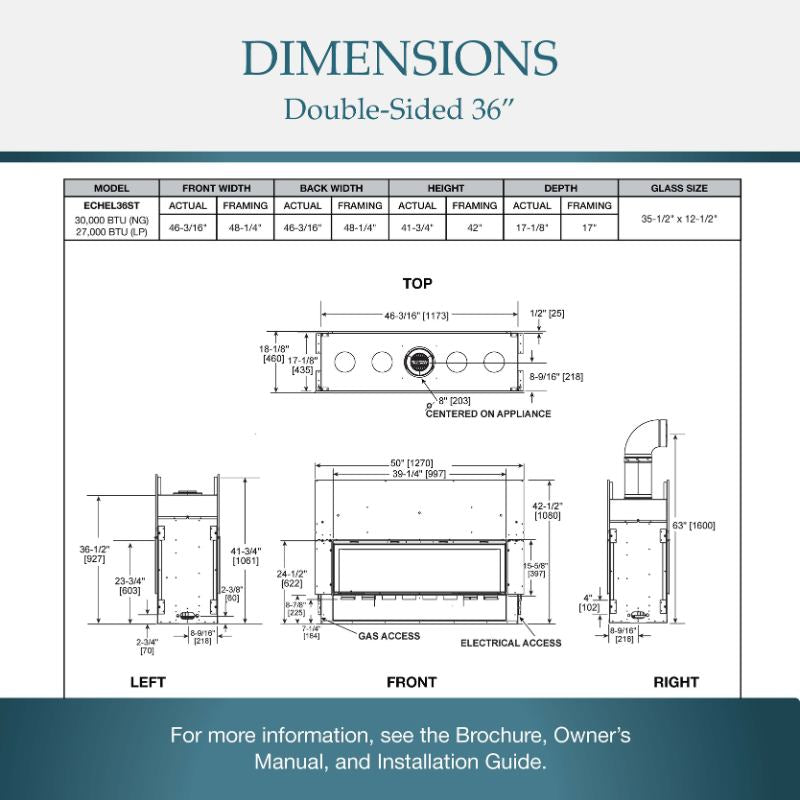 Majestic Echelon II 36-Inch See-Through Linear Direct Vent Gas Fireplace - ECHEL36ST | Modern Home Heating Solution for Living Rooms & Patios