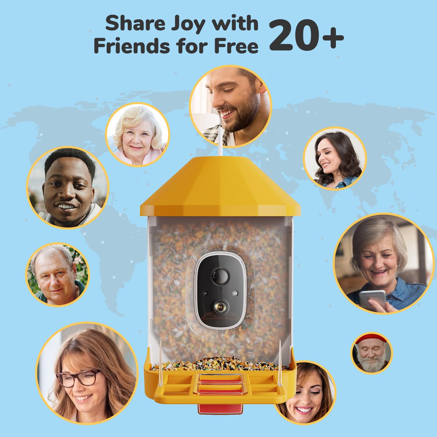 Dzees Smart Bird Feeder with Camera - Solar Powered AI Bird Identification, 32GB Storage, HD Video Capture & Instant Alerts | Perfect for Backyard Bird Watching, Nature Lovers & Unique Family Gifts
