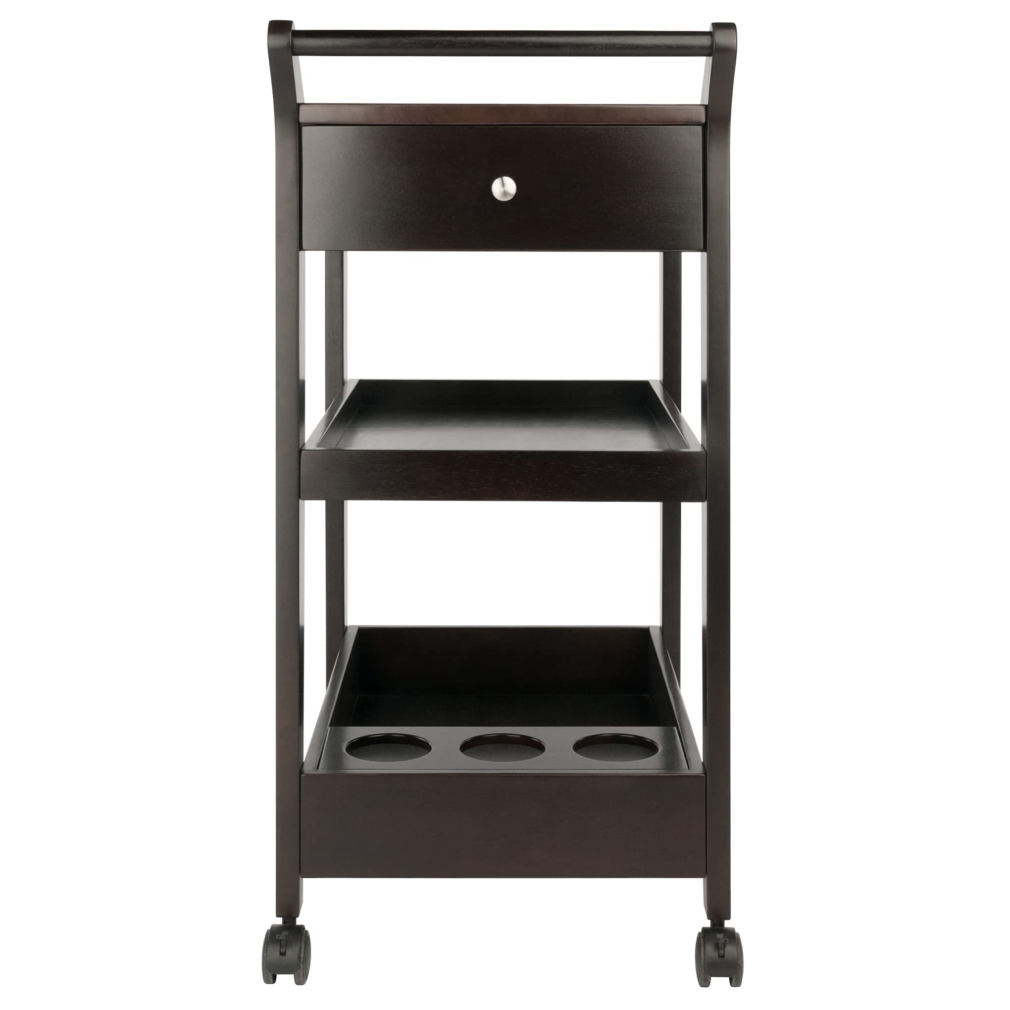 Winsome Wood Jeston Entertainment Cart with Wheels - Espresso Finish TV Stand, Rolling Media Console for Living Room, Bedroom, or Home Theater Organization