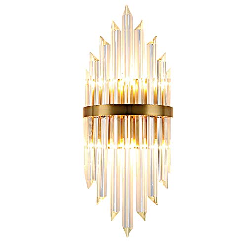 LITFAD Clear Crystal Wall Sconce Light - Modern LED Wall Lamp in Gold Finish for Living Room, Hallway, Bedroom & Hotel Decor | Elegant Lighting Fixture for Home and Commercial Spaces