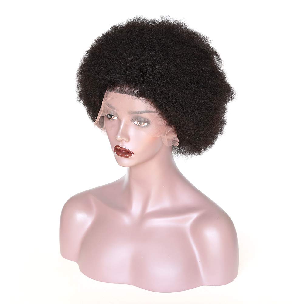 10inch Afro Kinky Curly Human Hair Wig for Black Women - Brazilian Virgin Hair with Bleached Knots & Baby Hair | Natural Short Lace Front Wig for Daily Wear, Parties & Special Occasions