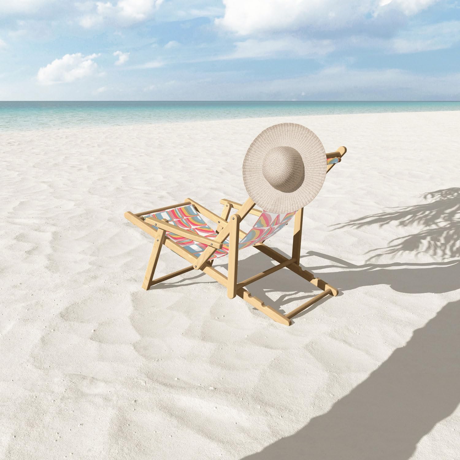 Deny Designs Outdoor Sling Chair - Lightweight Portable Patio Lounge Chair for Backyard, Beach, Camping - Adjustable Reclining Foldable Chair with Cup Holder (Multi-Color)