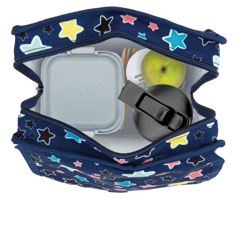 PackIt Bright Stars Freezable Lunch Bag for Kids - Insulated Cooler Lunch Box with Leakproof Design - Perfect for School, Picnics & Travel