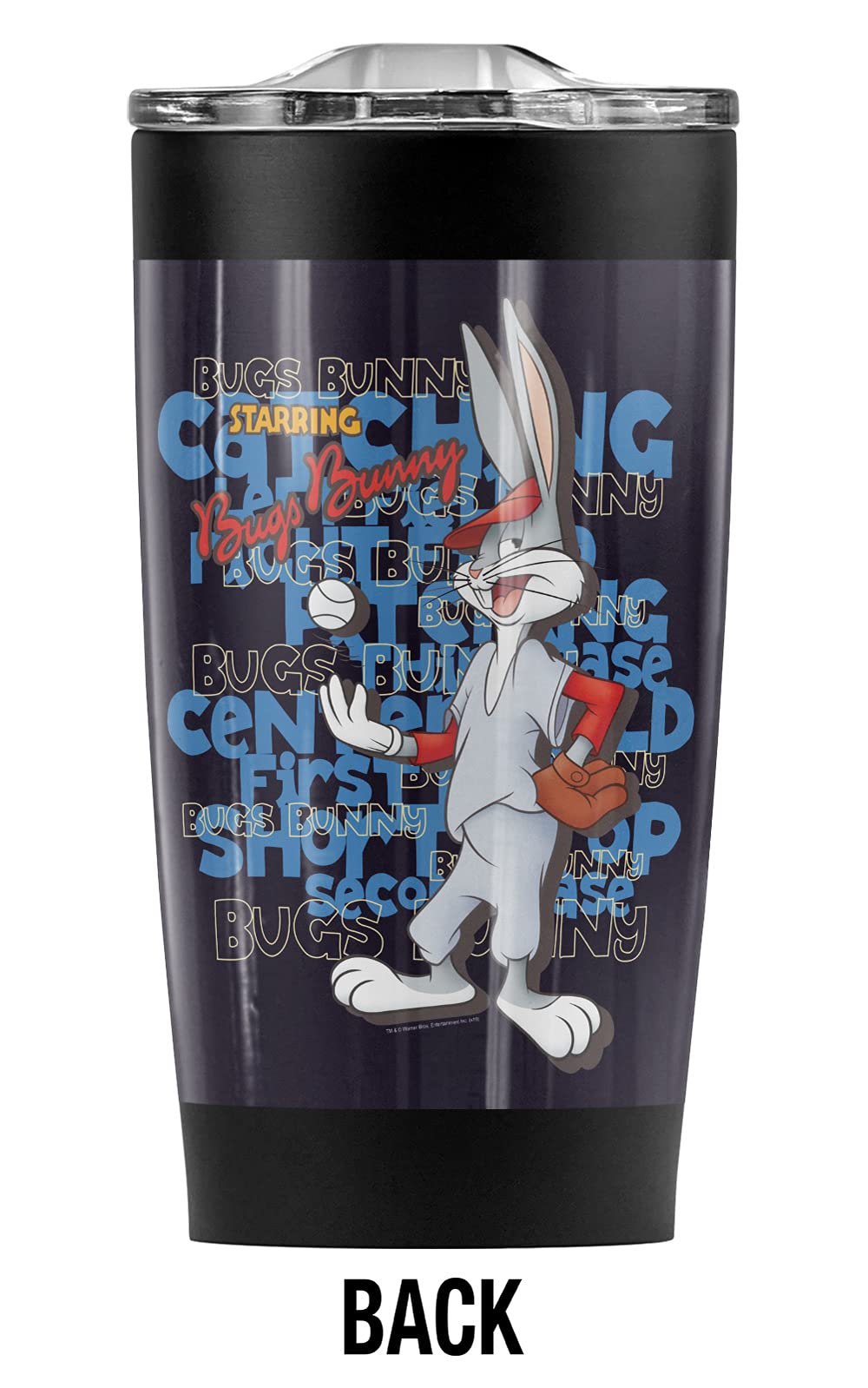 Looney Tunes Bugs Bunny Baseball 20oz Stainless Steel Tumbler - Vacuum Insulated Travel Mug with Leakproof Lid | Keeps Drinks Hot/Cold for Hours | Perfect for Coffee, Tea, Iced Beverages | Great Gift for Baseball Fans & Cartoon Lovers