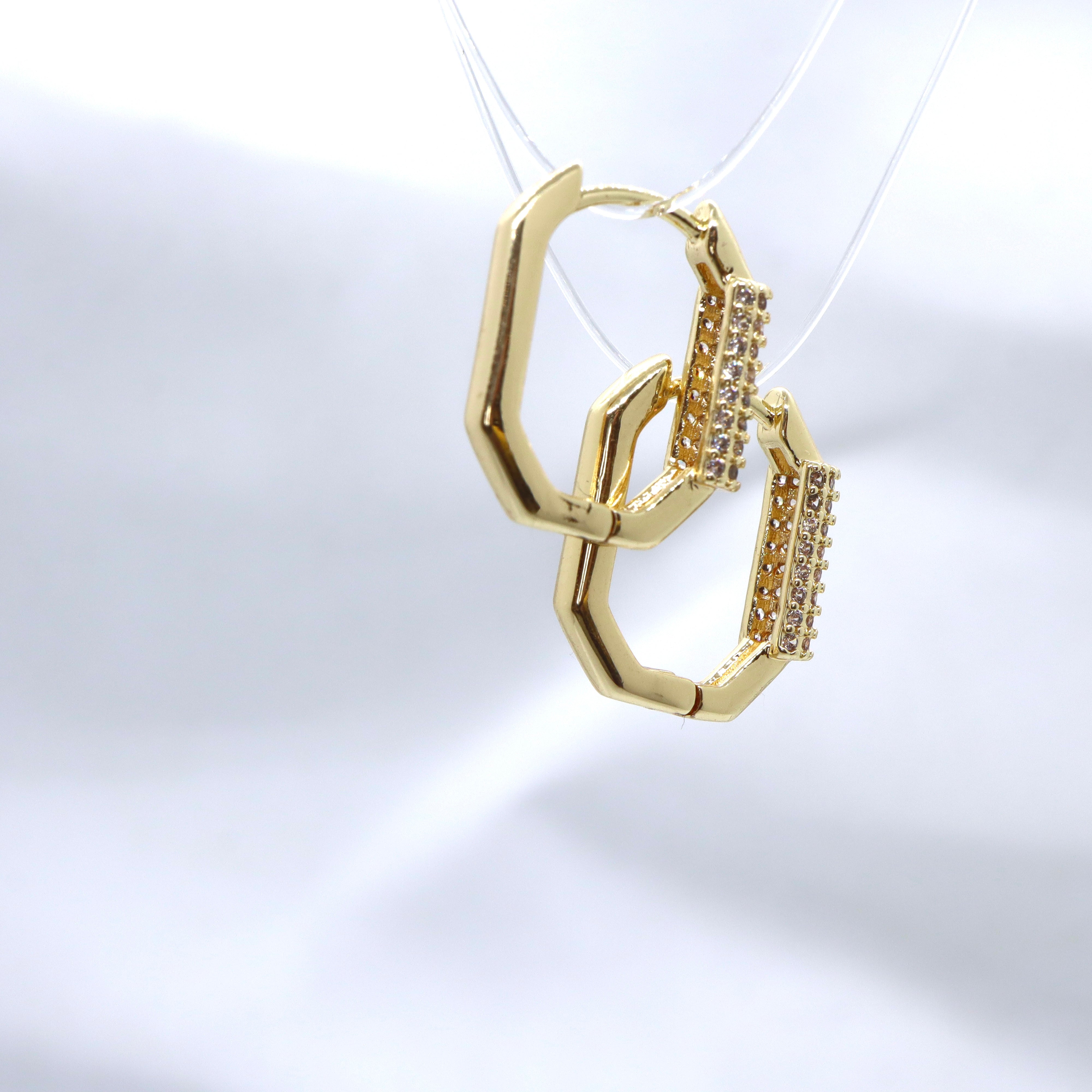18K Gold Plated Rectangle Hoop Earrings for Women - Trendy Chic Fashion Jewelry - Perfect for Parties, Weddings & Everyday Wear