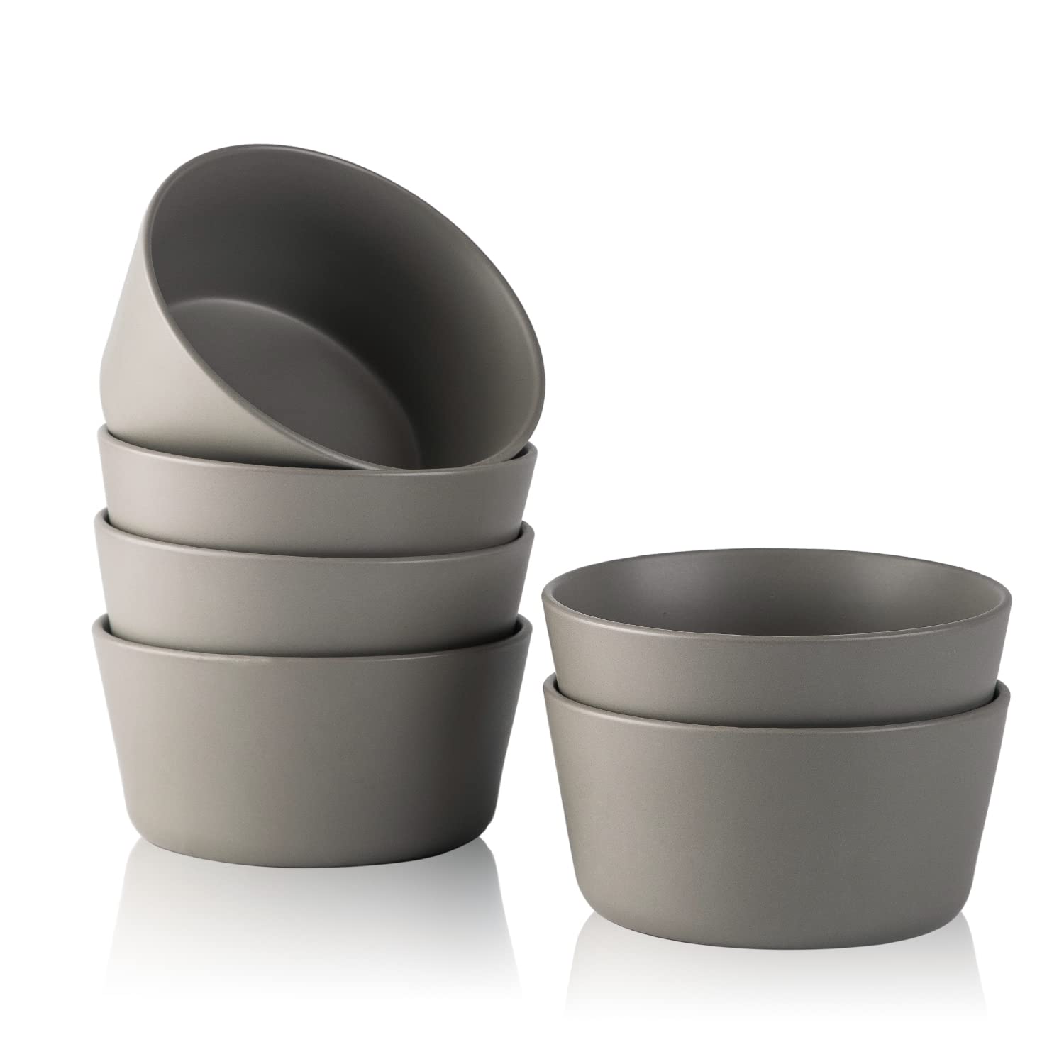 AmorArc 26oz Stoneware Cereal Bowls Set of 6 - Chip-Resistant Ceramic Soup Bowls for Oatmeal, Snacks, Cereal & Pasta - Matte Gray Kitchenware for Dining, Breakfast & Family Meals