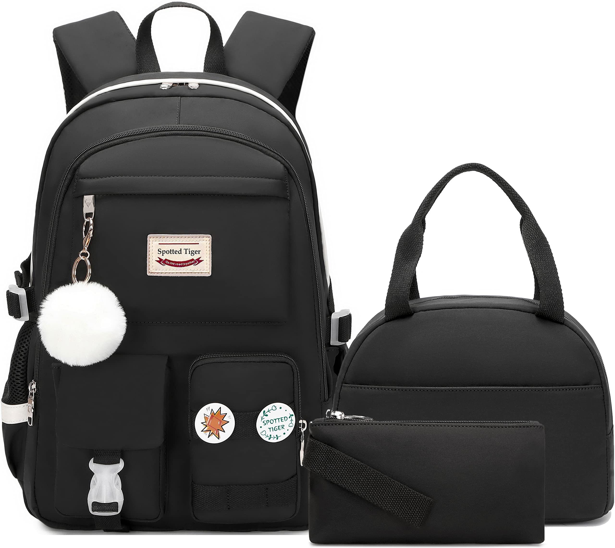 Cute Spotted Tiger Anime Backpack for Girls - Kawaii School Bag with Lunch Box Set for Teen Girls - Perfect for School, Travel, and Everyday Use
