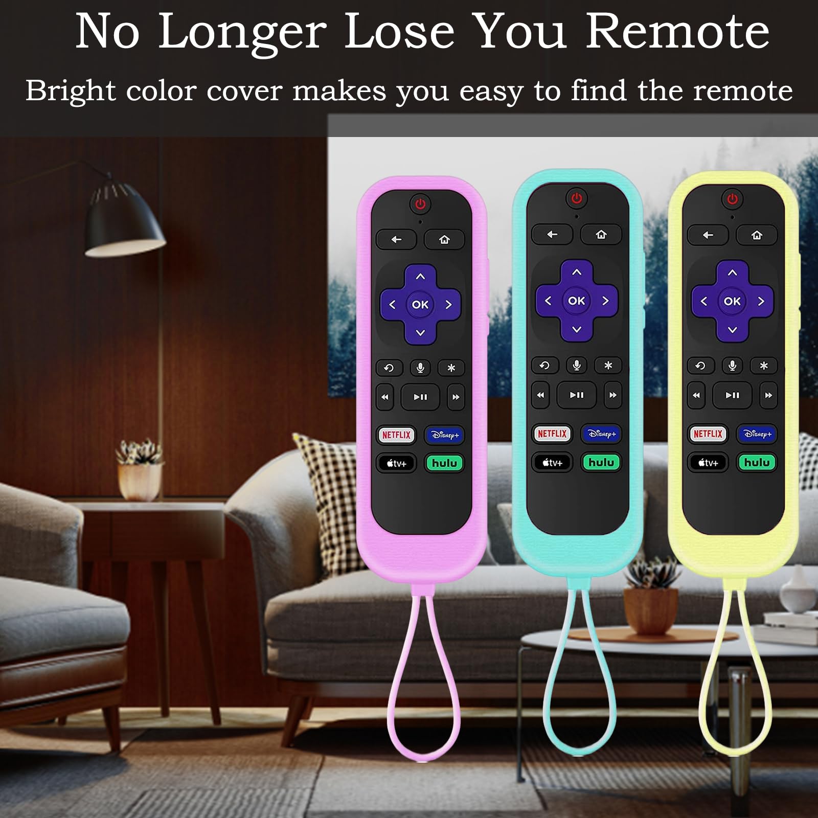 3Pack Silicone Remote Cover for Roku TV - Universal Fit for Roku Express/Stick+ - Home Theater Protection