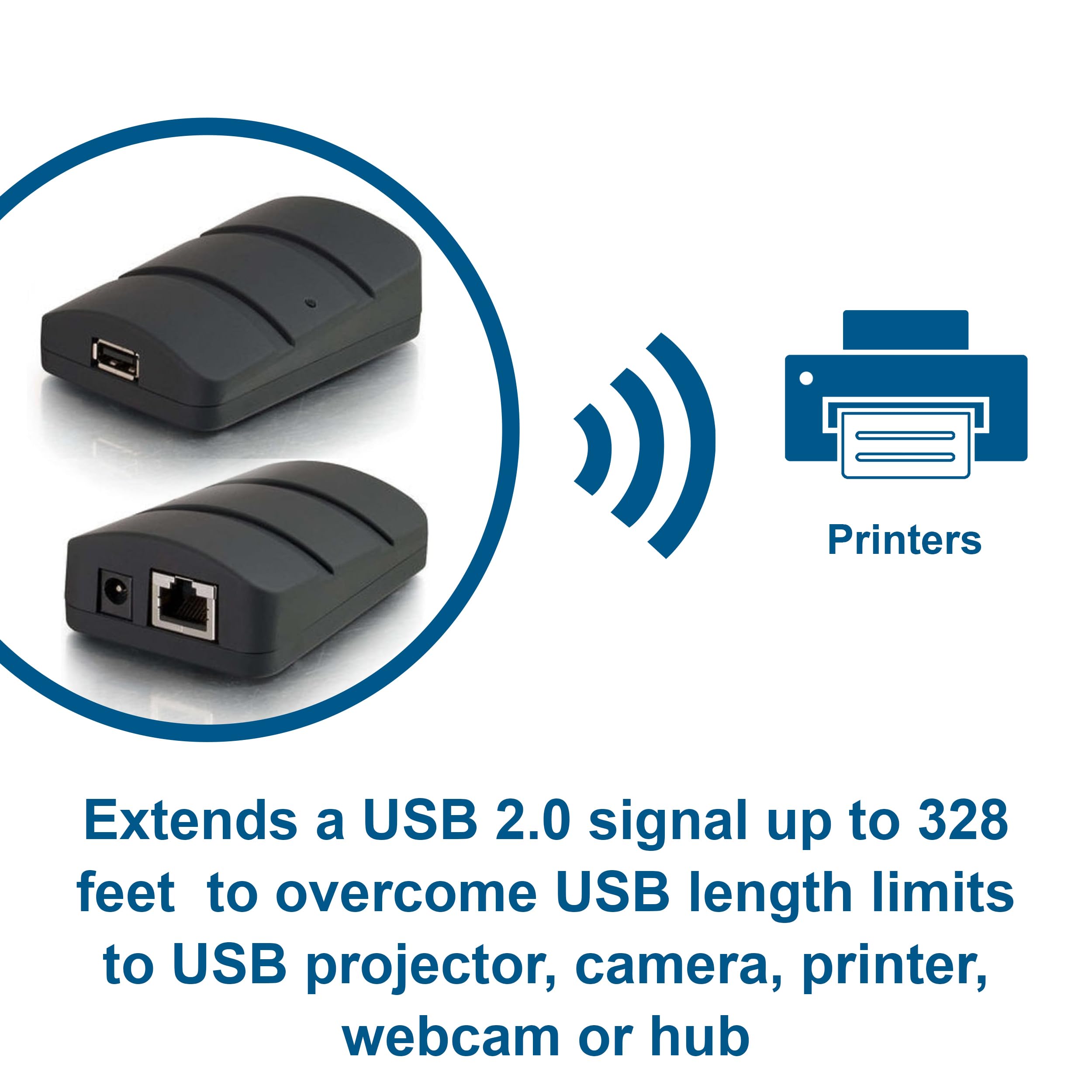 C2G Legrand USB Extender Dongle Kit - RJ45 to USB Receiver Signal Booster (Black, 1 Count) - Extend USB Devices Up to 150ft Over Ethernet - Perfect for Home Office, Gaming & Remote Work Setups