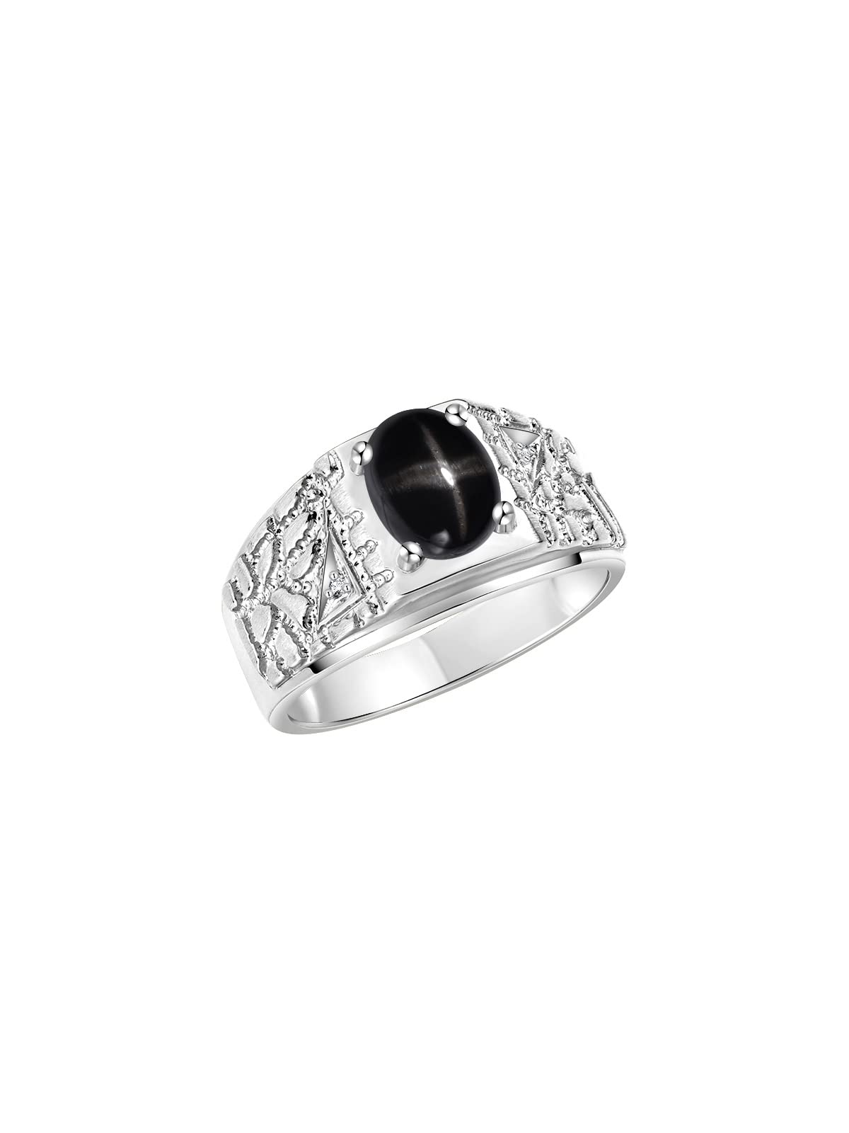 Rylos Men's Designer Nugget Ring - 9X7MM Oval Gemstone & Sparkling Diamond Birthstone Ring in Sterling Silver (Sizes 8-13) | Perfect for Weddings, Anniversaries & Gifts | Stylish Men's Jewelry