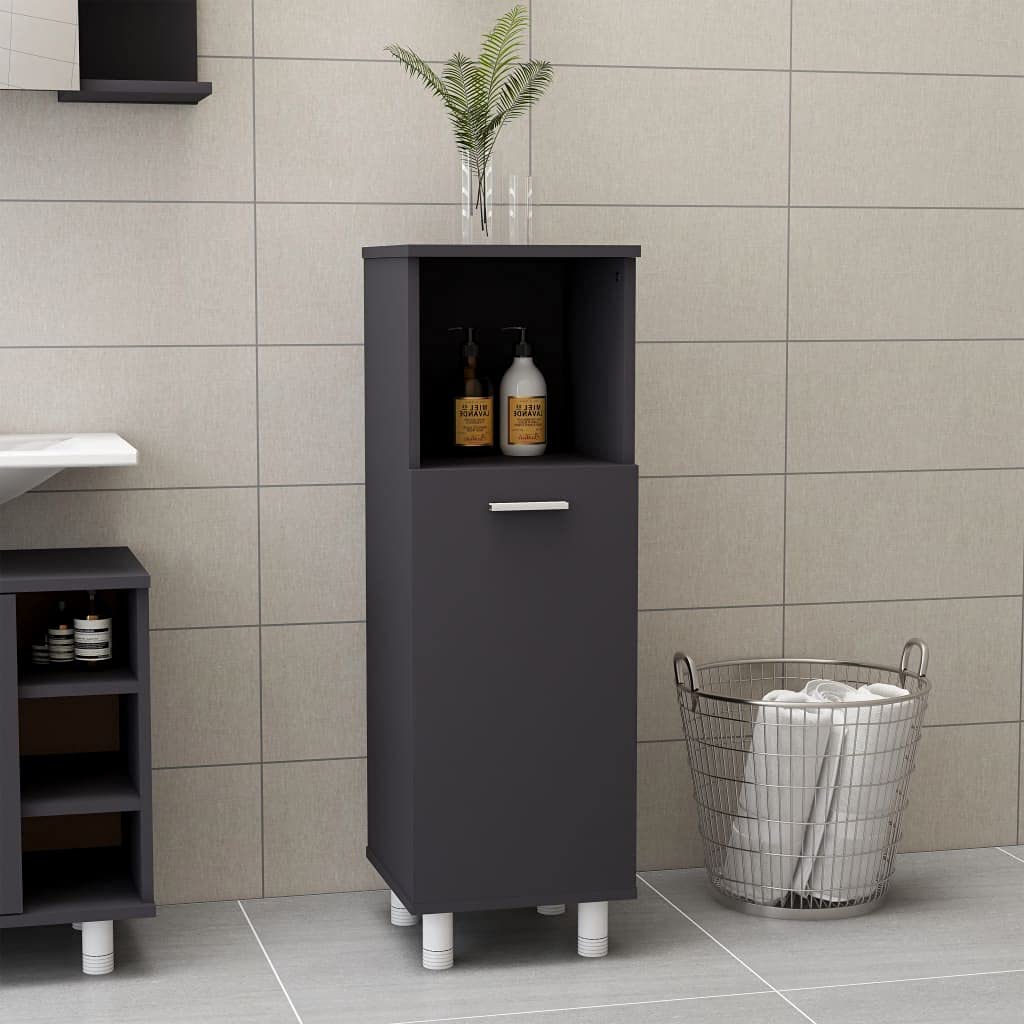 Freestanding Bathroom Vanity with Storage - 3 Compartments & Door, Gray (11.8x11.8x37.4) for Home & Office