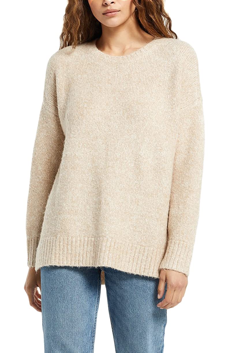 Z SUPPLY Airee Melange Sweater for Women - Soft Oatmeal Knit Pullover | Cozy Casual Wear for Fall & Winter | Perfect for Office, Dates & Weekend Outings