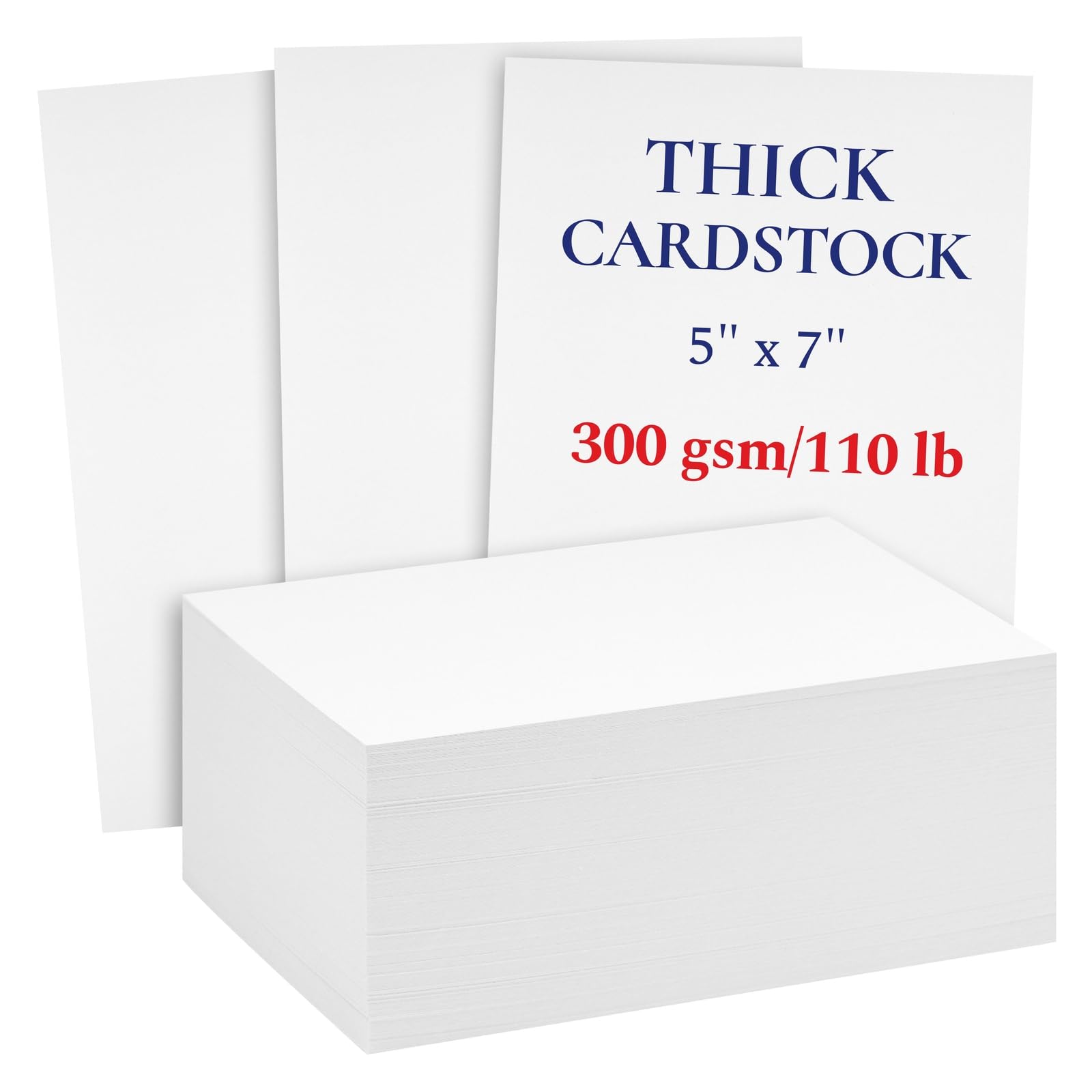 200 Pack Premium White 300 GSM / 110 lb Thick Cardstock Paper - Heavyweight Blank Cards for Wedding Invitations, DIY Crafts, Business Cards, Postcards & More (5x7 Inches) - Perfect for Printing, Scrapbooking & Professional Stationery
