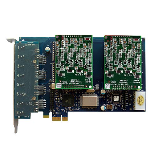 8-Port FXO FXS PCI-E Card for VoIP Phone System - Compatible with Asterisk, Issabel, FreePBX (8 FXS Ports) | Ideal for Small Business PBX, Call Centers & Home Office VoIP Solutions