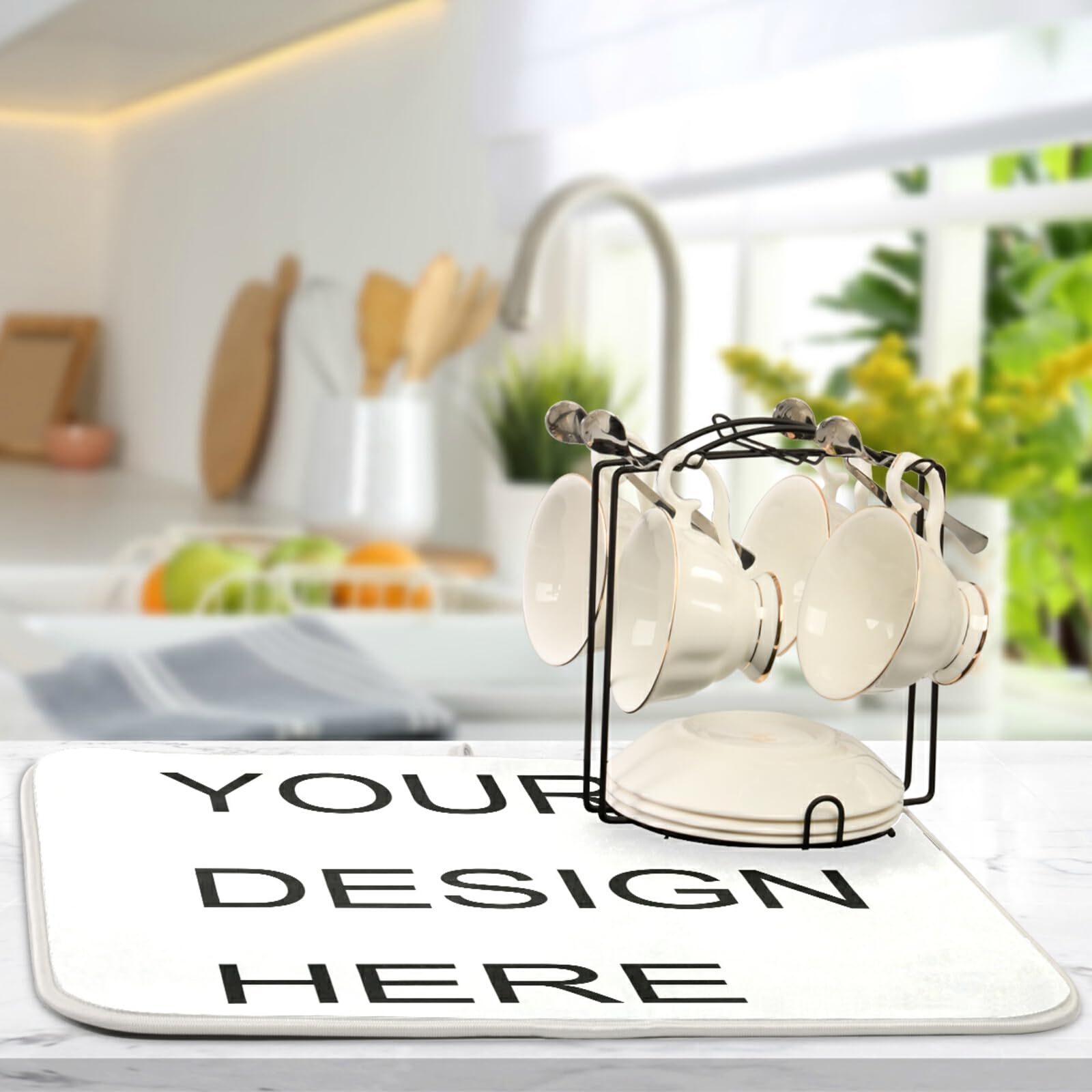 Custom Foldable Kitchen Dish Drying Mat - 18x24 Inch Absorbent Tableware Drying Pad for Counter Decoration, Perfect for Dishwashing & Kitchen Organization