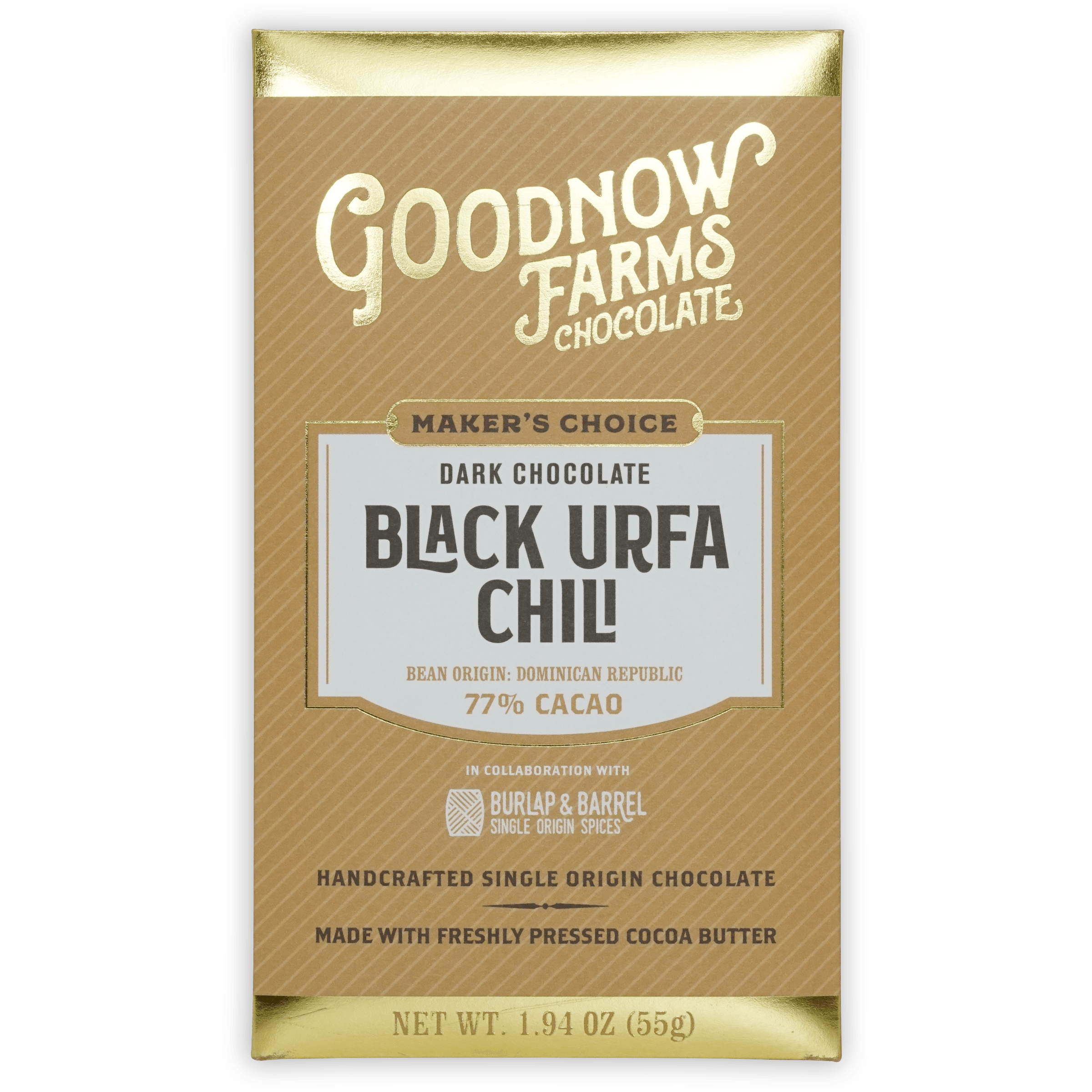 Goodnow Farms Premium Black Urfa Chili 77% Dark Chocolate Bar - Rich & Spicy Gourmet Treat for Baking, Gifting & Dessert Lovers
