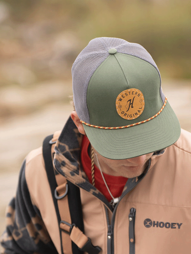 Hooey 2314T OLGY SPUR High Profile Snapback Trucker Hat - Olive & Grey - Perfect for Outdoor Activities, Sports & Casual Wear