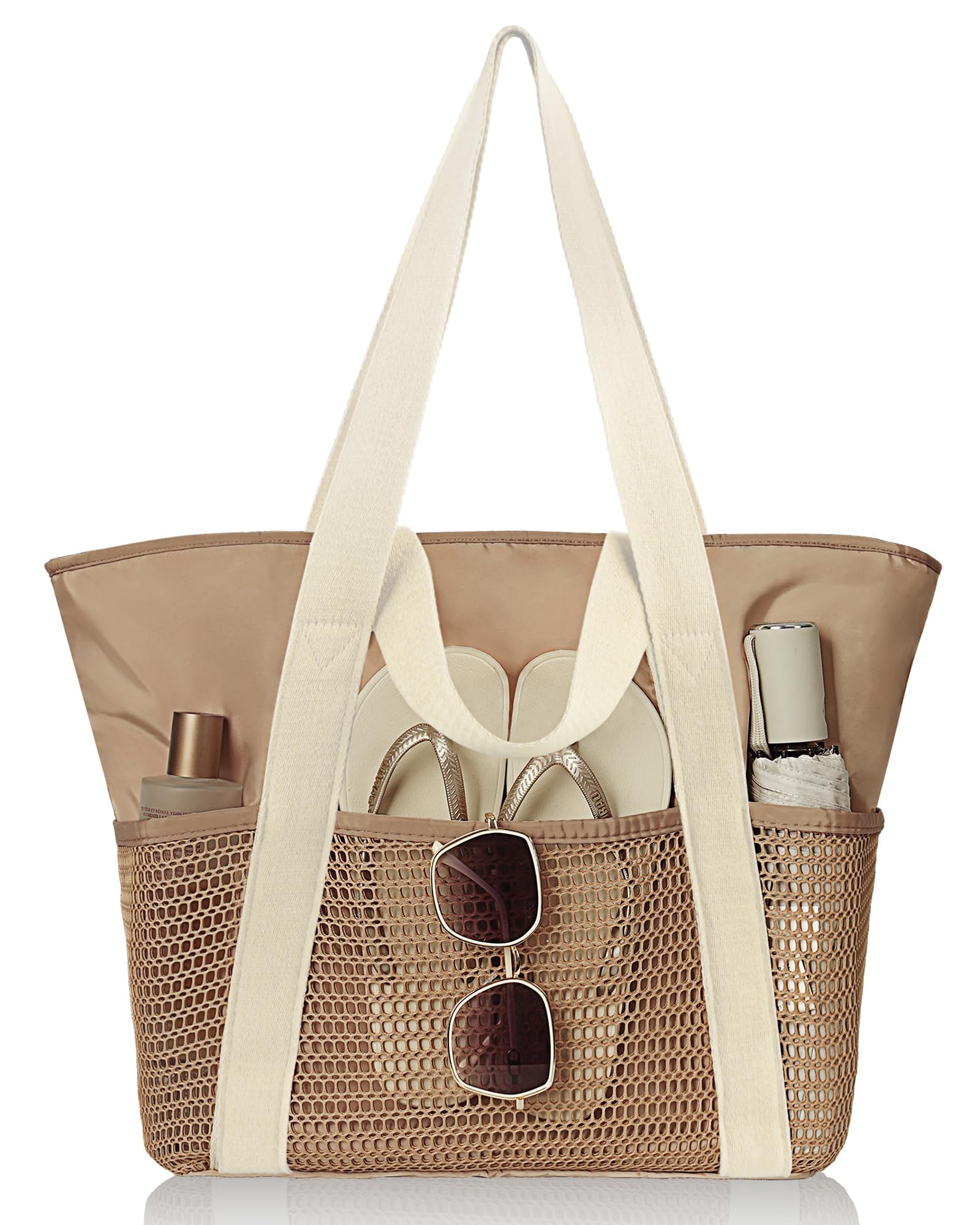 Waterproof Beach Tote Bag for Women - Sandproof Travel Essentials for Vacation & Outings