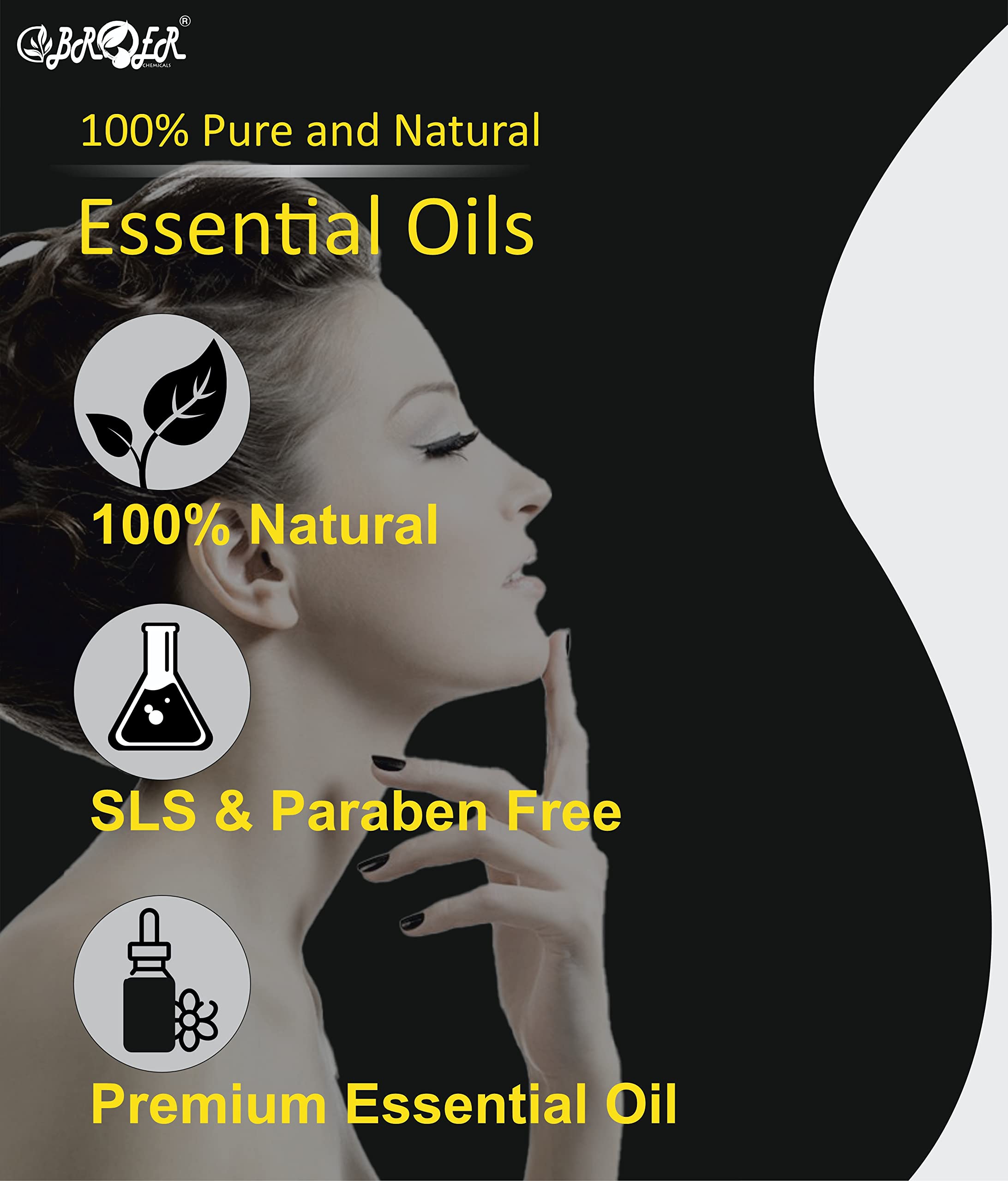 BROER Rosemary Essential Oil & Chamomile Essential Oil Set - 100% Pure Natural Undiluted for Hair Growth, Skin Moisturizing & Scalp Care (2x30ml) - Perfect for Aromatherapy, Massage & DIY Beauty Products