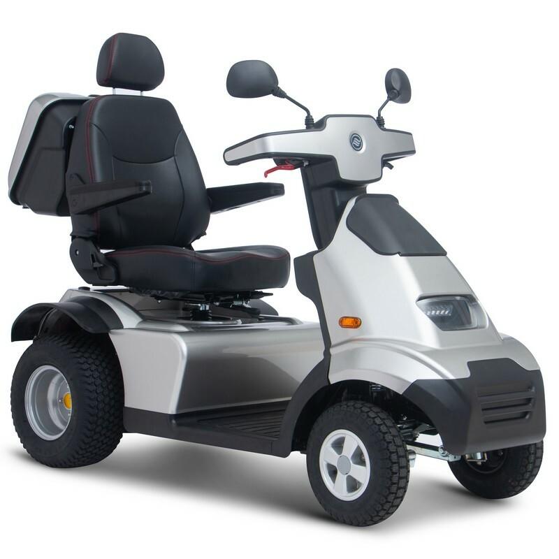 Afikim Afiscooter S4 4-Wheel Electric Mobility Scooter for Adults & Seniors - Lightweight, Foldable, Silver - Ideal for Shopping, Travel & Outdoor Activities