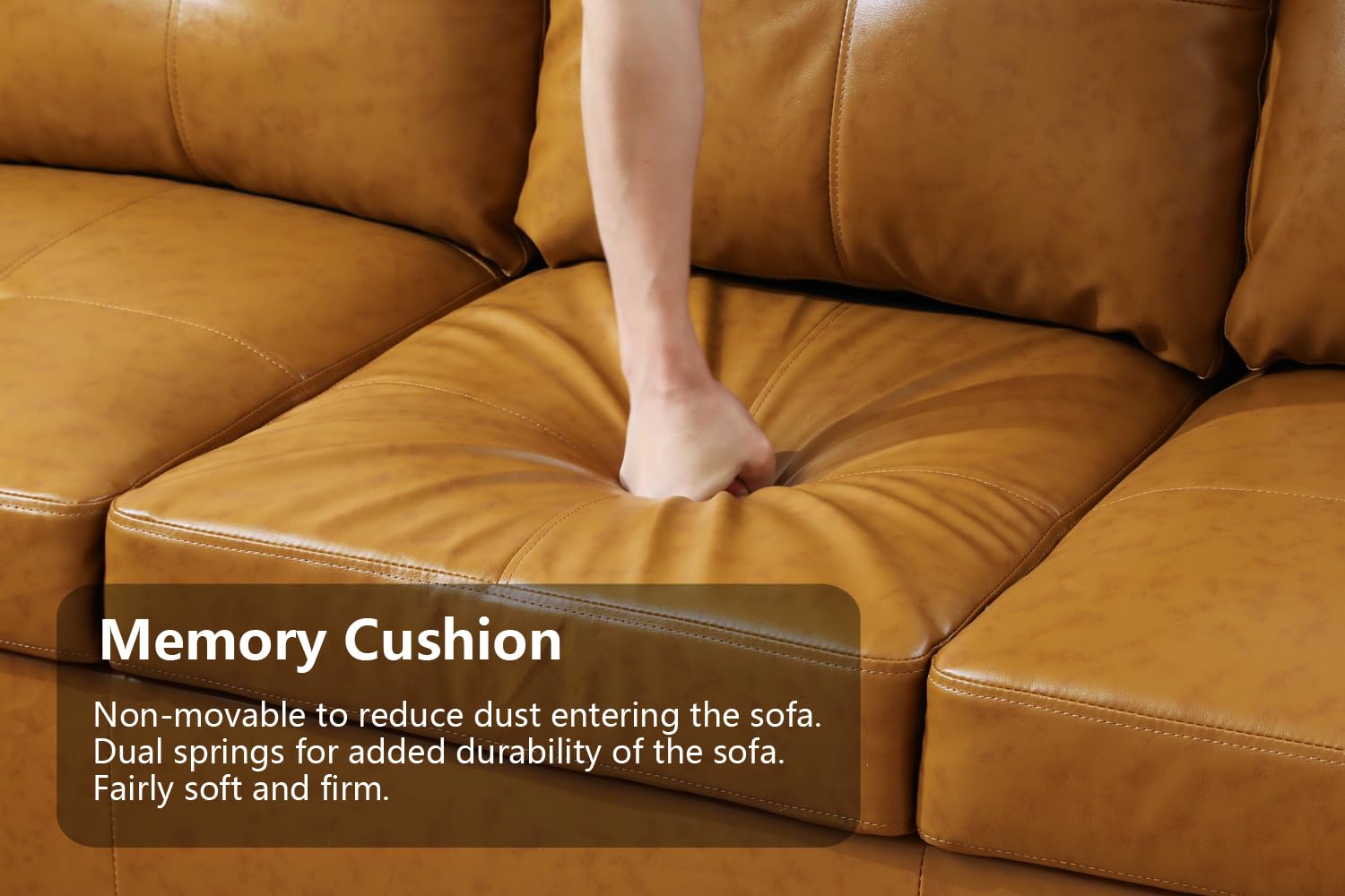 Premium Faux Leather Sectional Sofa Set - L-Shaped Couch with Chaise Lounge for Living Room (Ginger, Left-Facing) | Modern Home Furniture for Family Gatherings & Entertainment Spaces